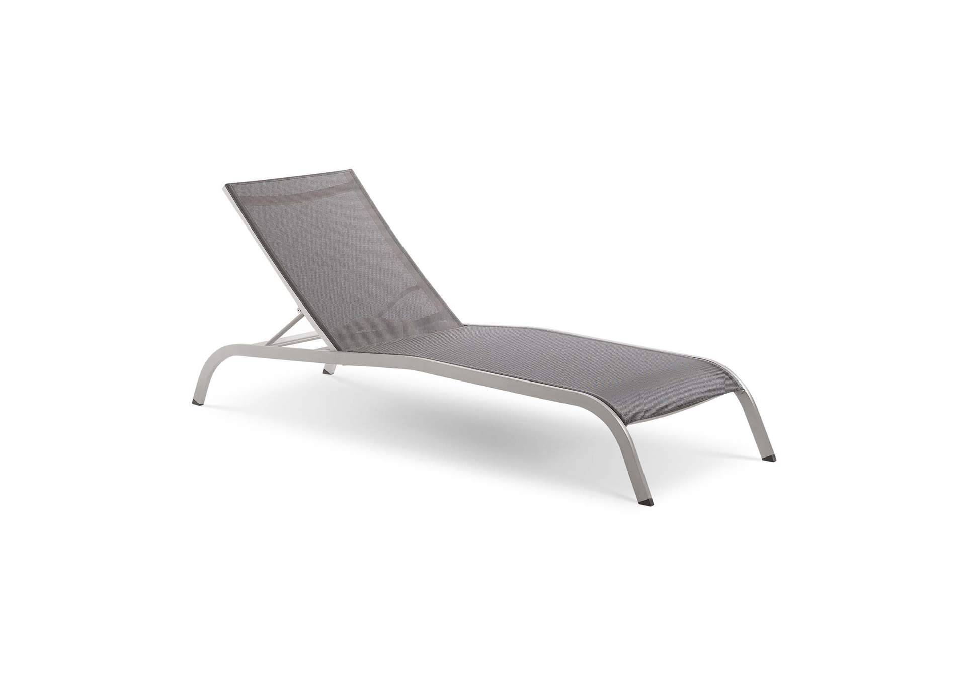 Gray Savannah Mesh Chaise Outdoor Patio Aluminum Lounge Chair,Modway