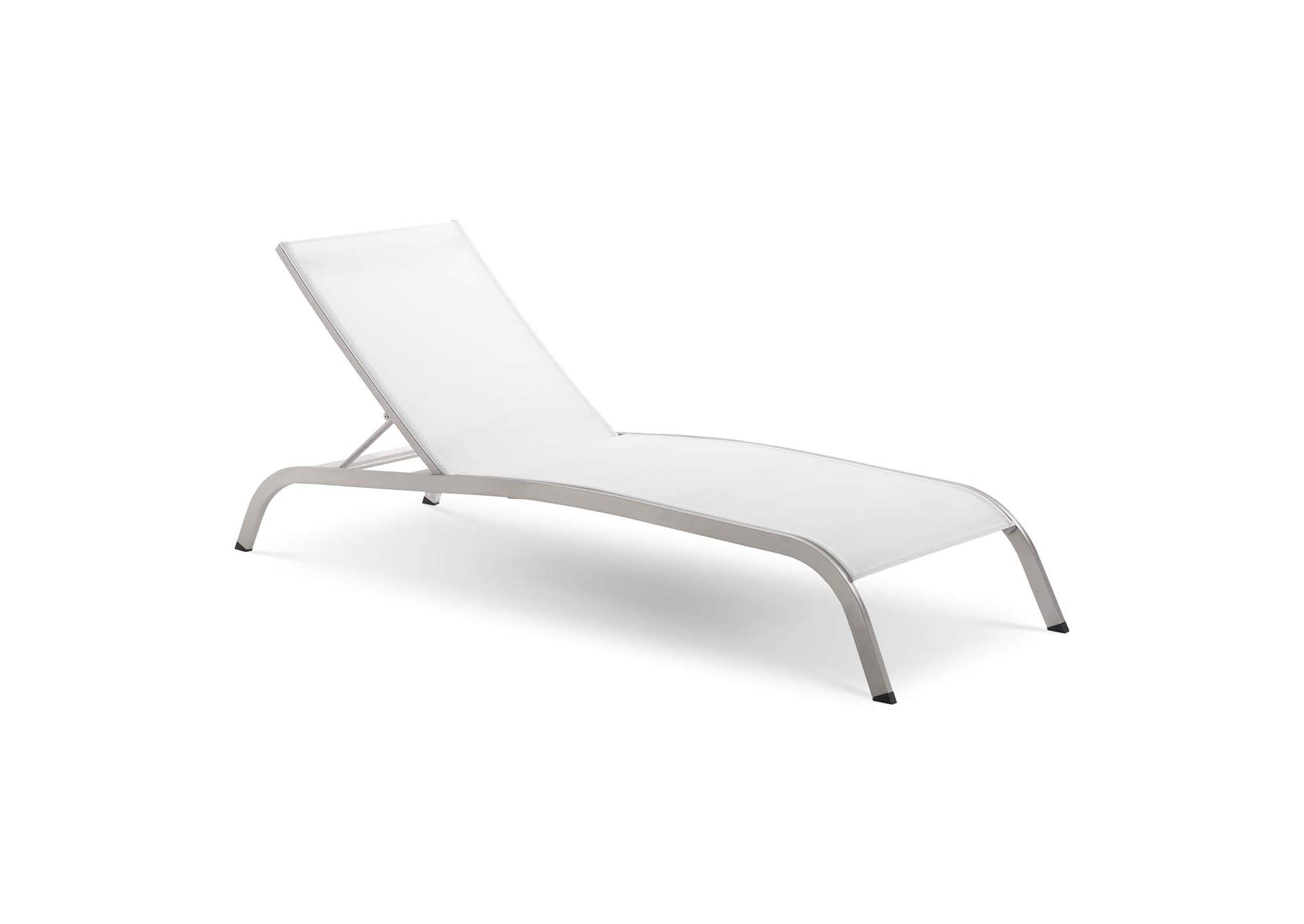 White Savannah Mesh Chaise Outdoor Patio Aluminum Lounge Chair,Modway