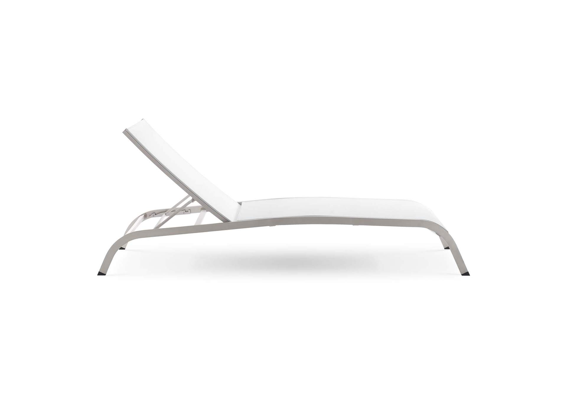 White Savannah Mesh Chaise Outdoor Patio Aluminum Lounge Chair,Modway