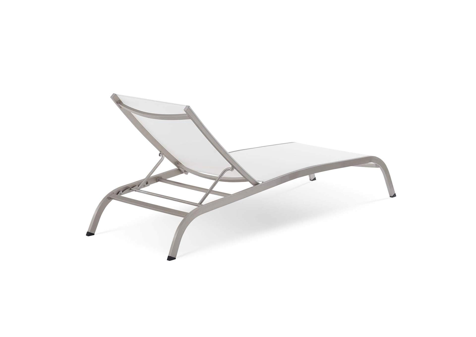 White Savannah Mesh Chaise Outdoor Patio Aluminum Lounge Chair,Modway