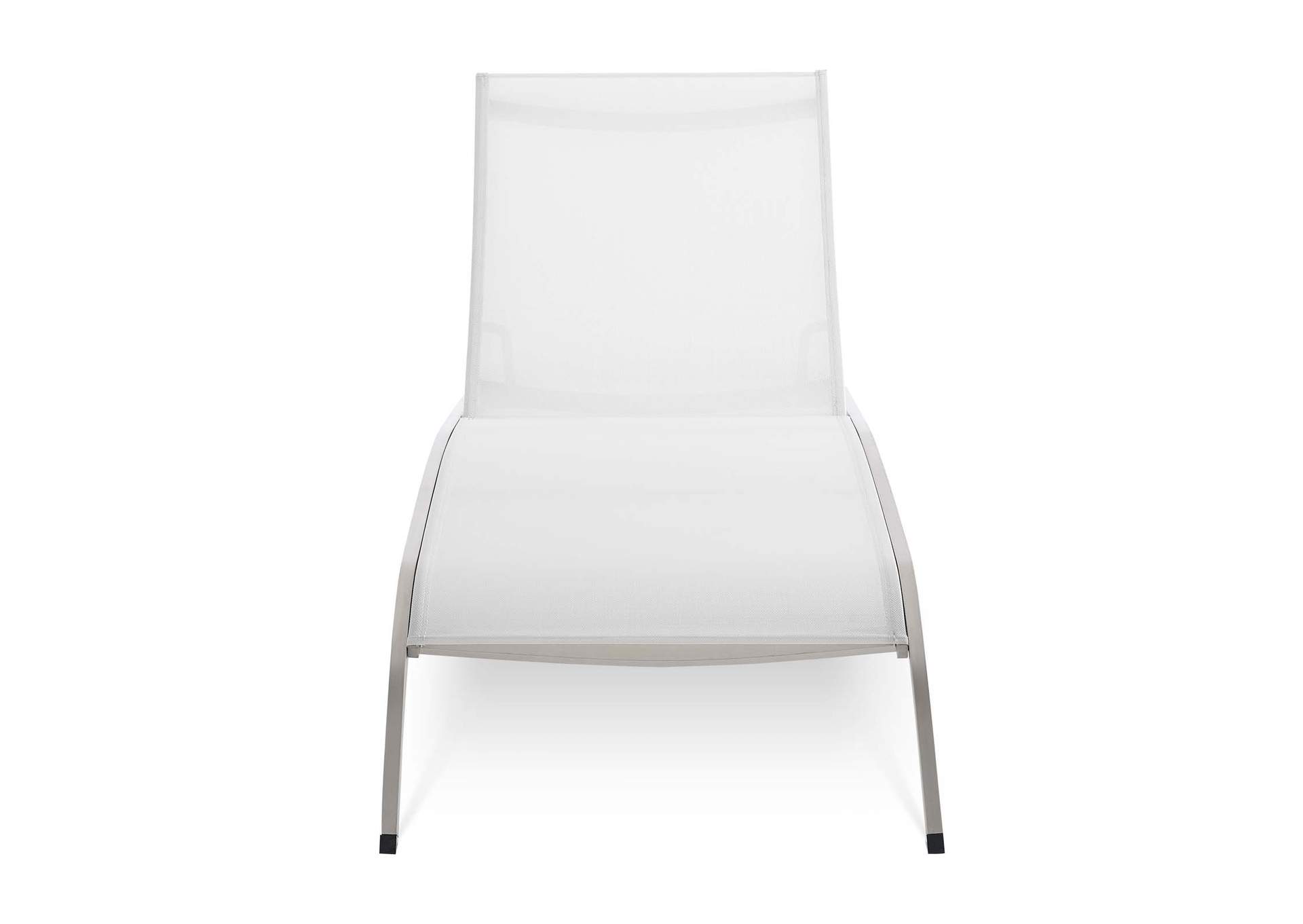 White Savannah Mesh Chaise Outdoor Patio Aluminum Lounge Chair,Modway