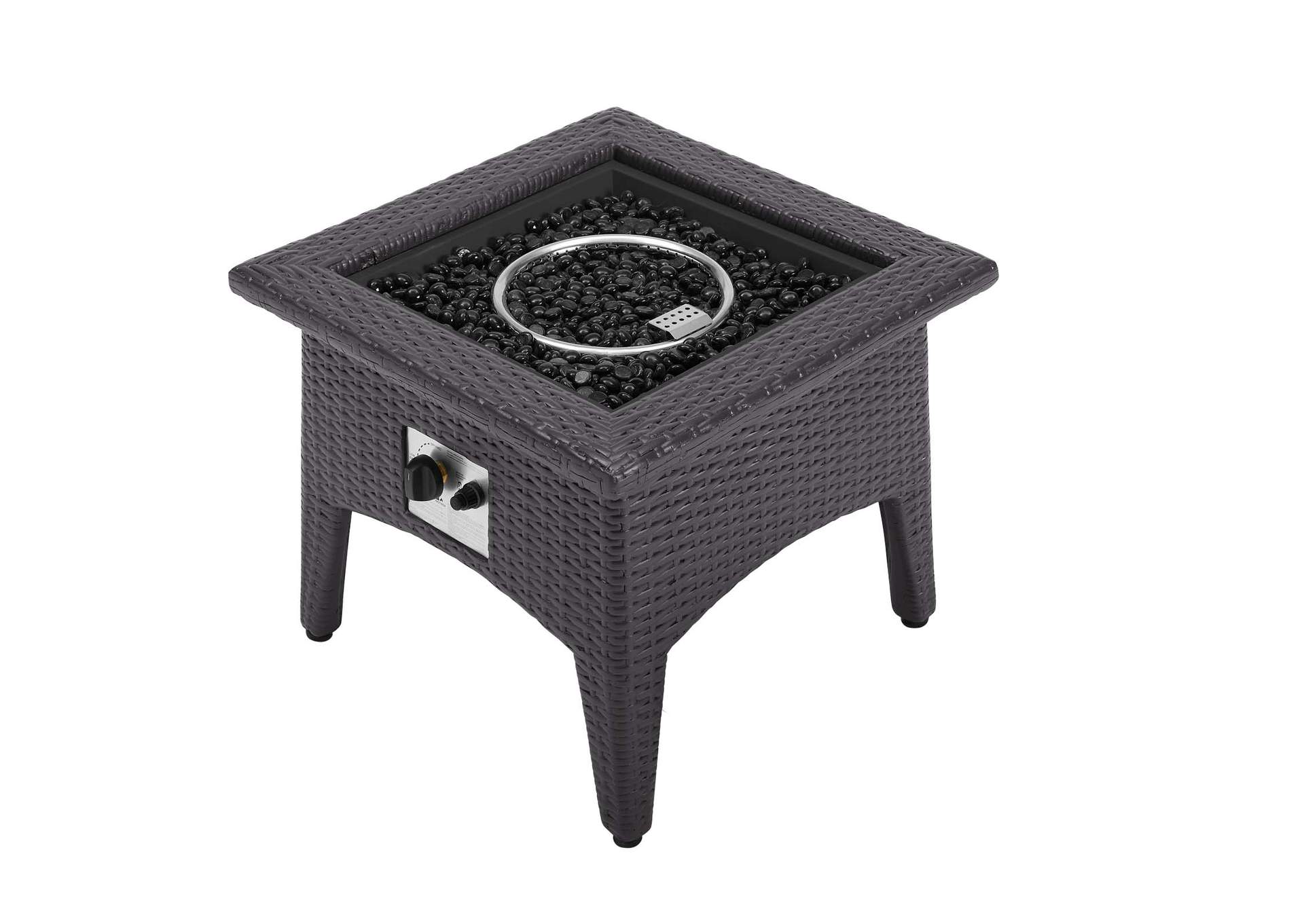 Espresso Turquoise Convene 3 Piece Set Outdoor Patio with Fire Pit,Modway