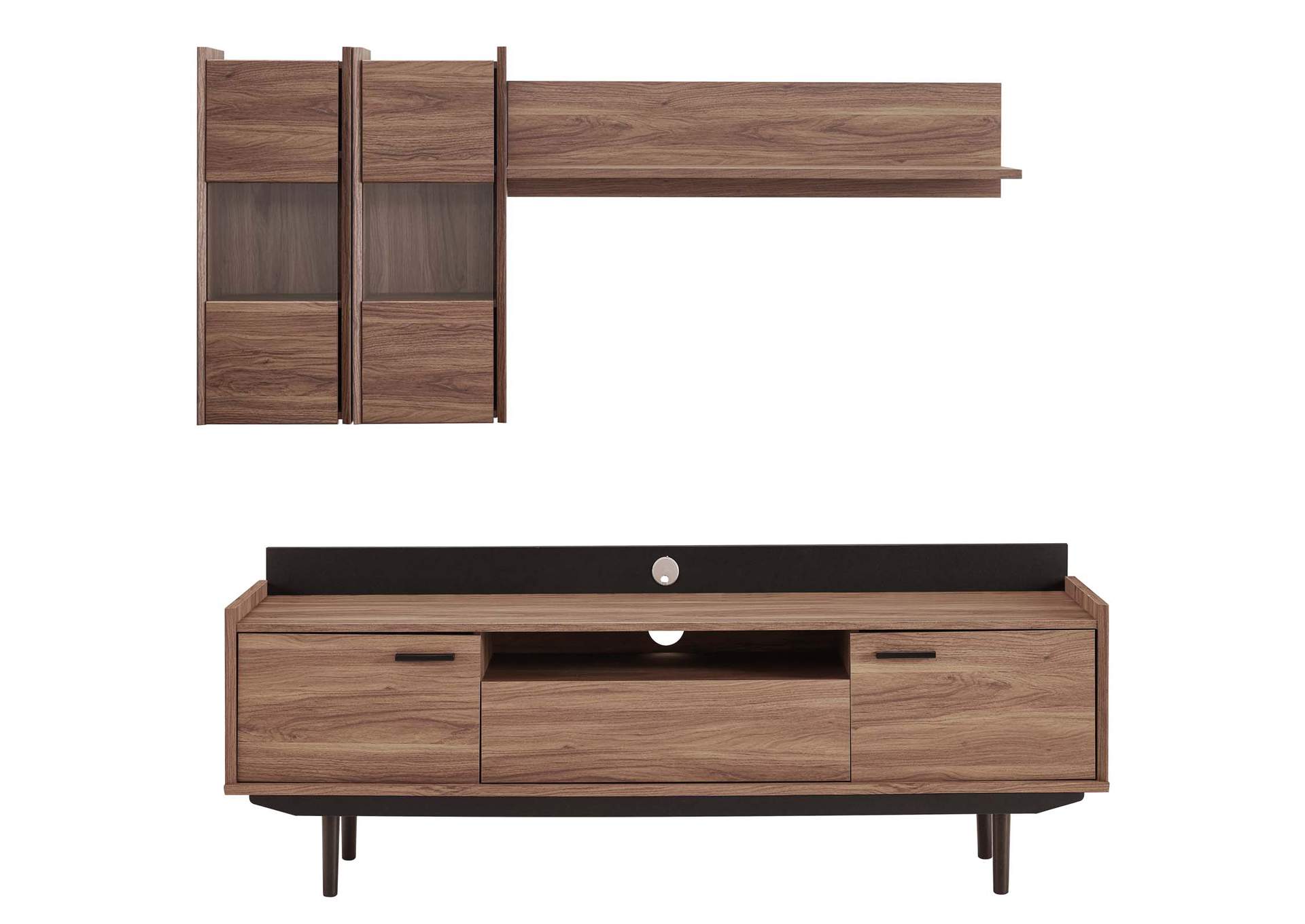 Walnut Black Visionary 2 Piece Entertainment Center,Modway