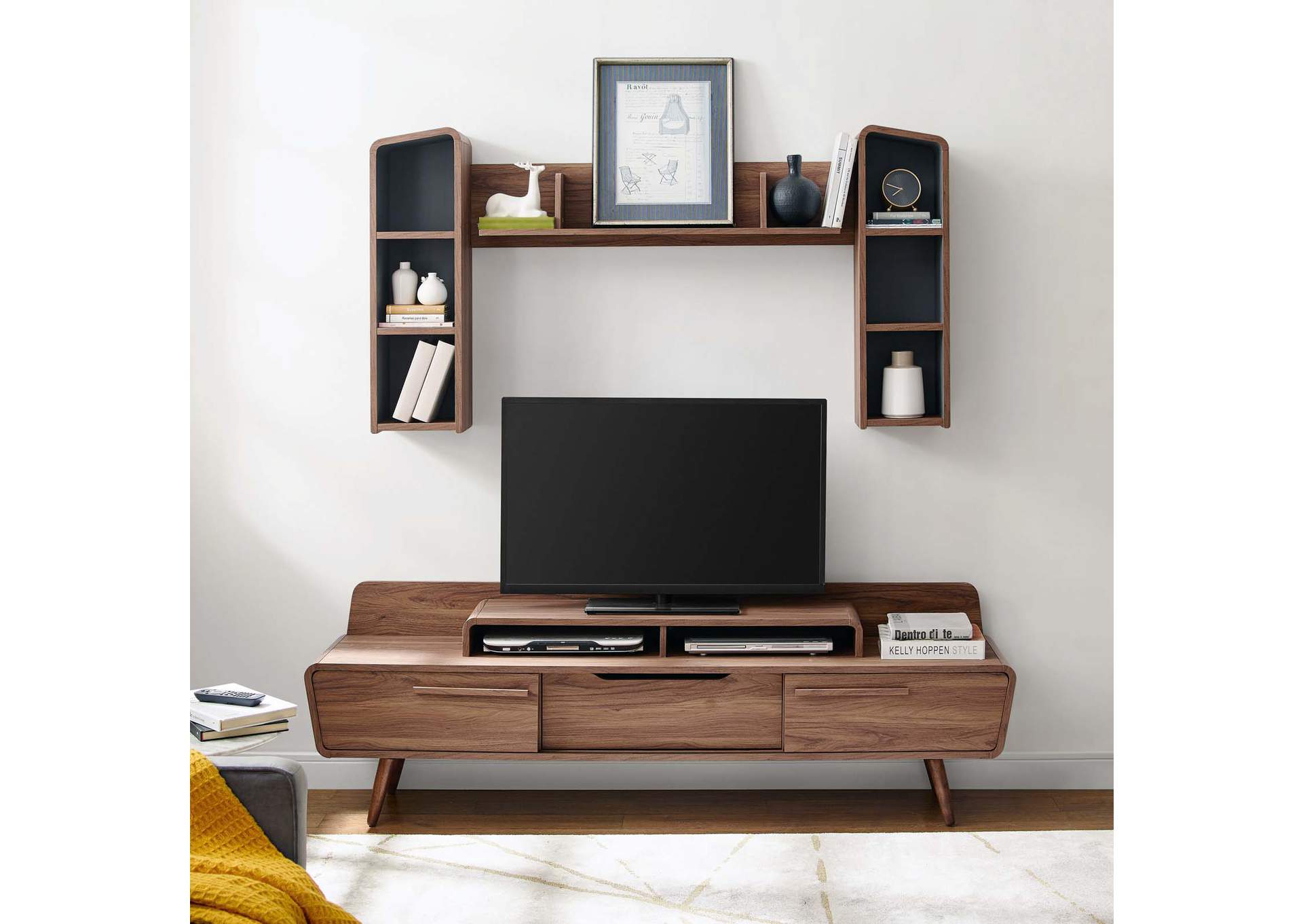 Walnut Gray Omnistand 2 Piece Entertainment Center,Modway