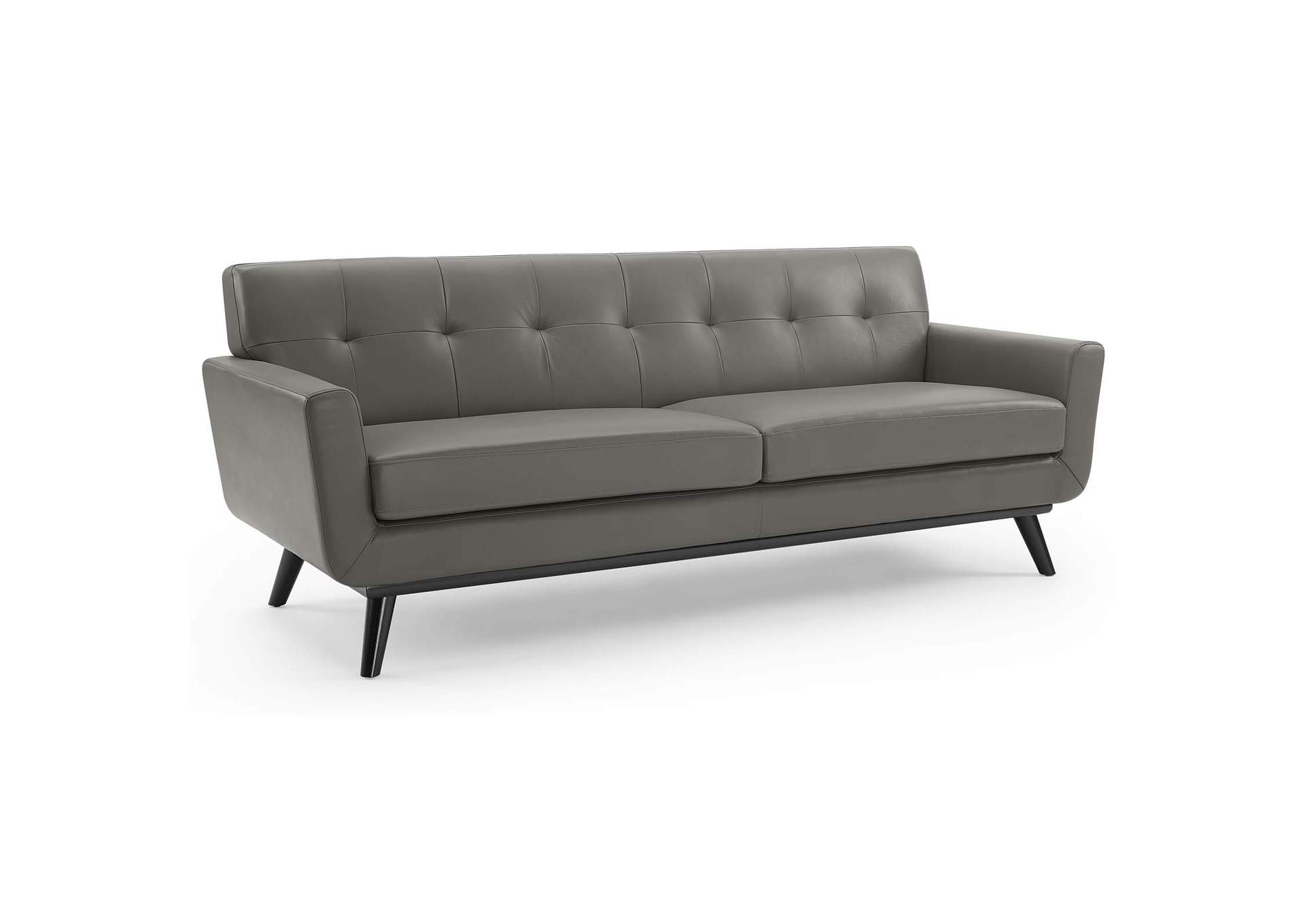Gray Engage Top-Grain Leather Living Room Lounge Sofa,Modway