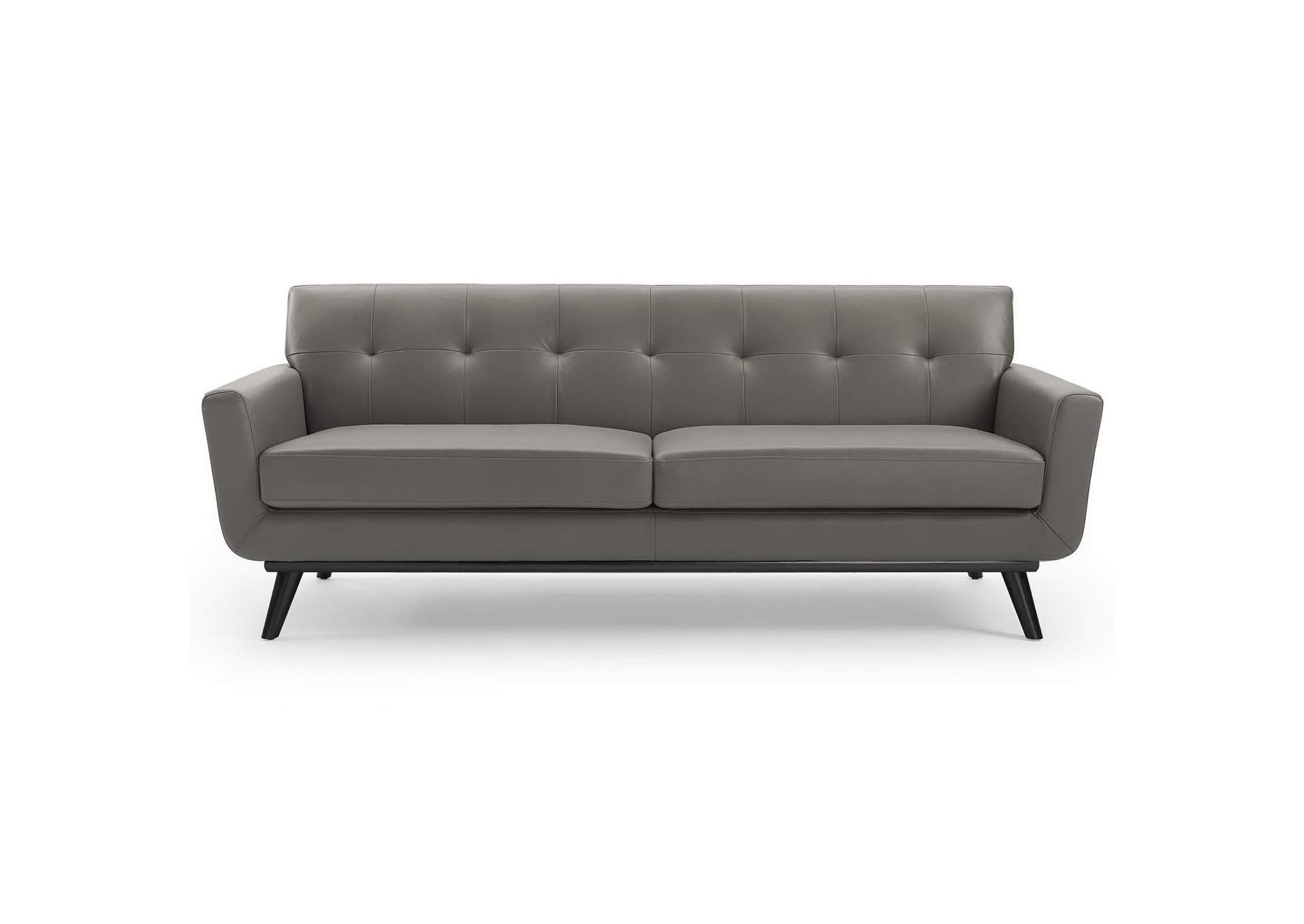 Gray Engage Top-Grain Leather Living Room Lounge Sofa,Modway