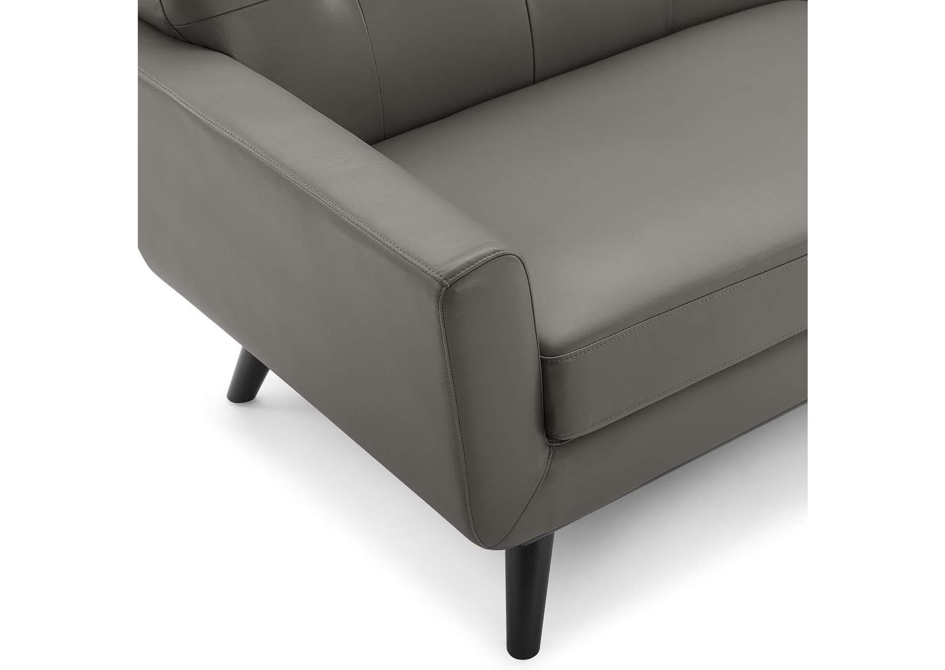 Gray Engage Top-Grain Leather Living Room Lounge Sofa,Modway