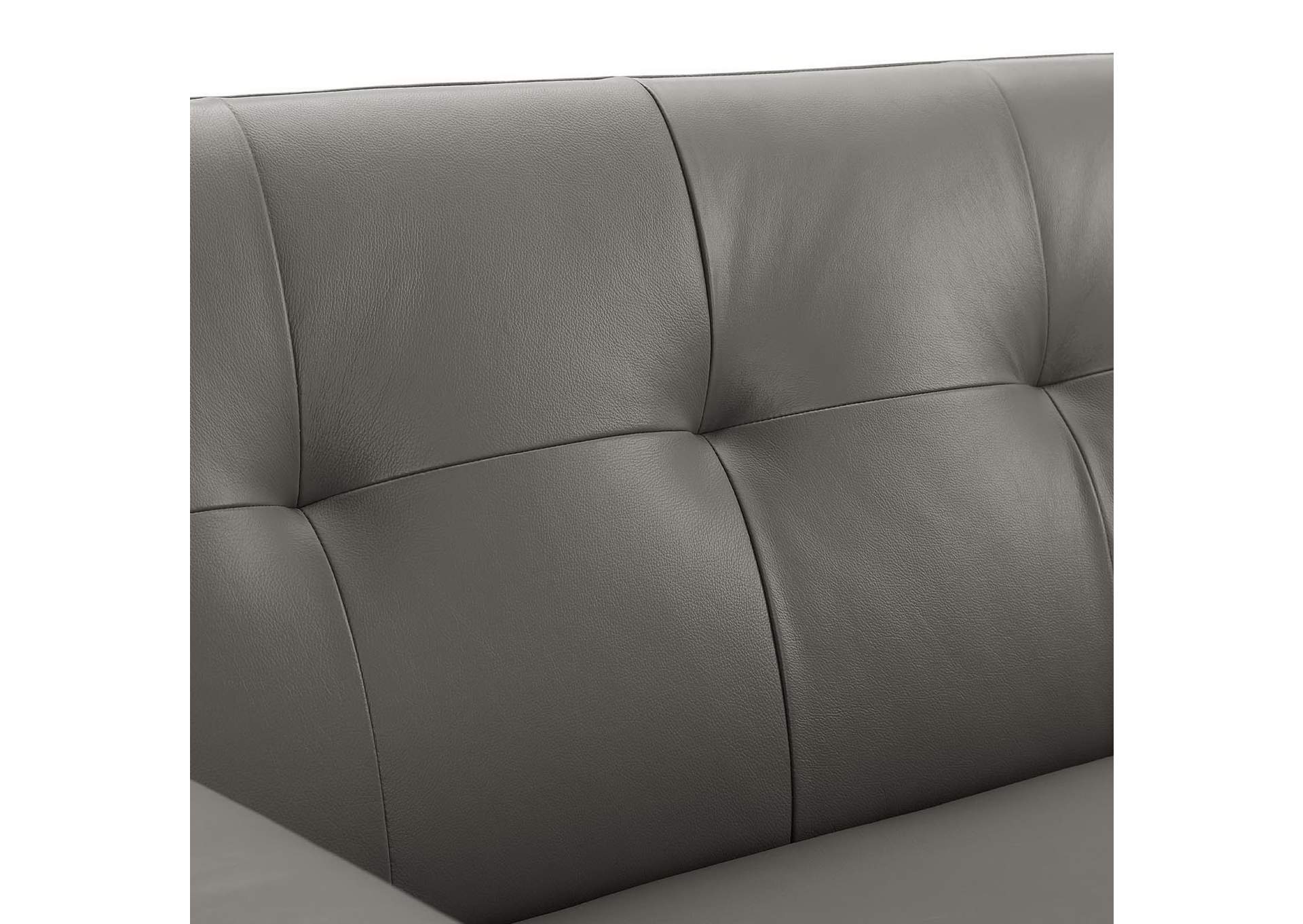 Gray Engage Top-Grain Leather Living Room Lounge Sofa,Modway