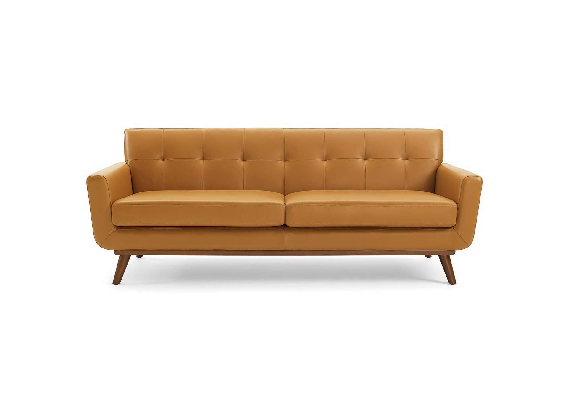 Tan Engage Top-Grain Leather Living Room Lounge Sofa,Modway