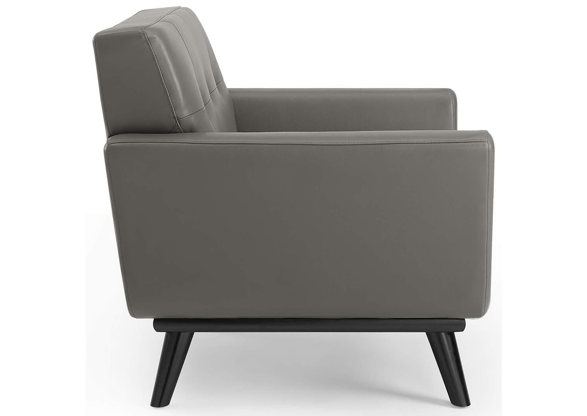 Gray Engage Top-Grain Leather Living Room Lounge Accent Armchair,Modway