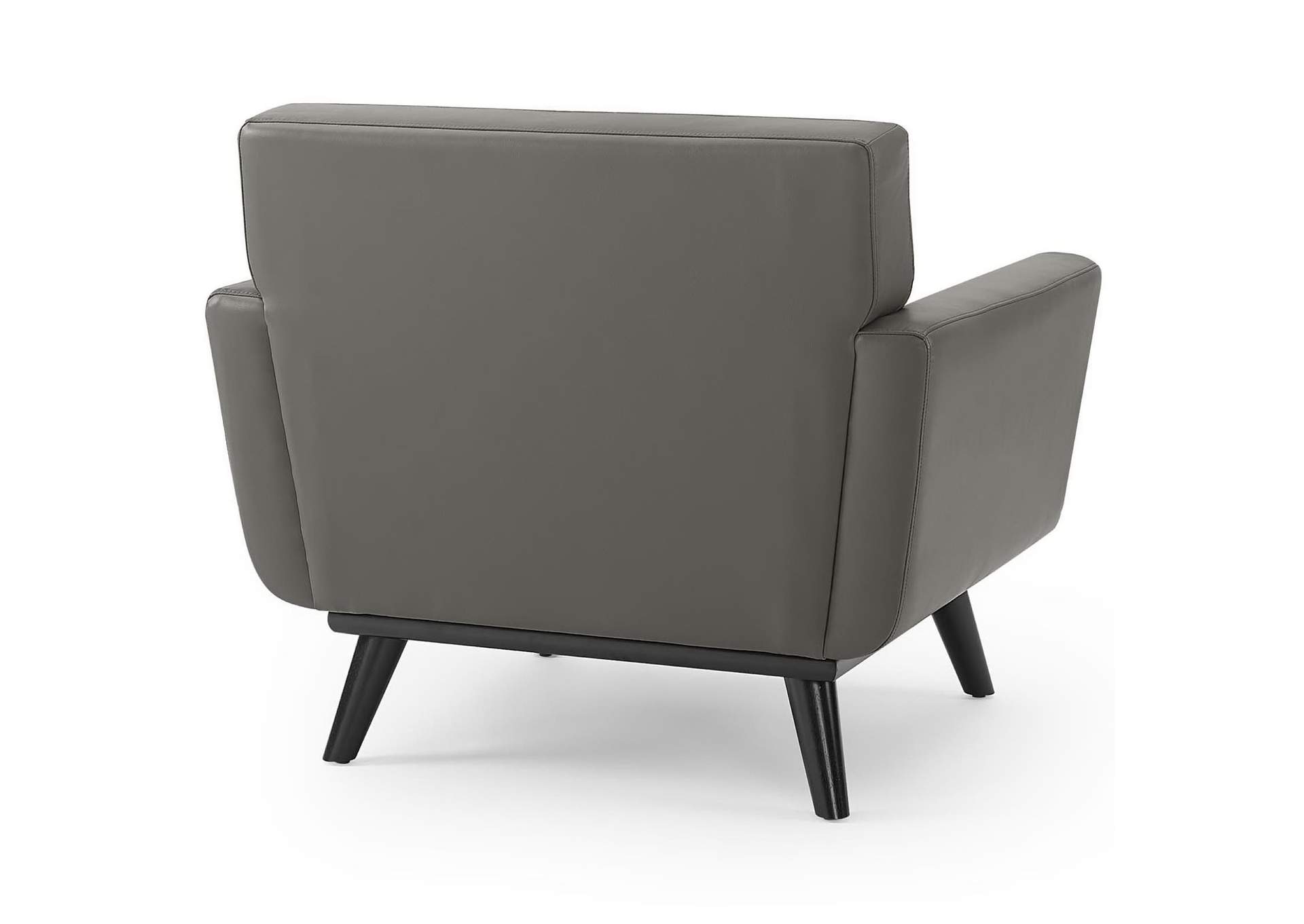 Gray Engage Top-Grain Leather Living Room Lounge Accent Armchair,Modway
