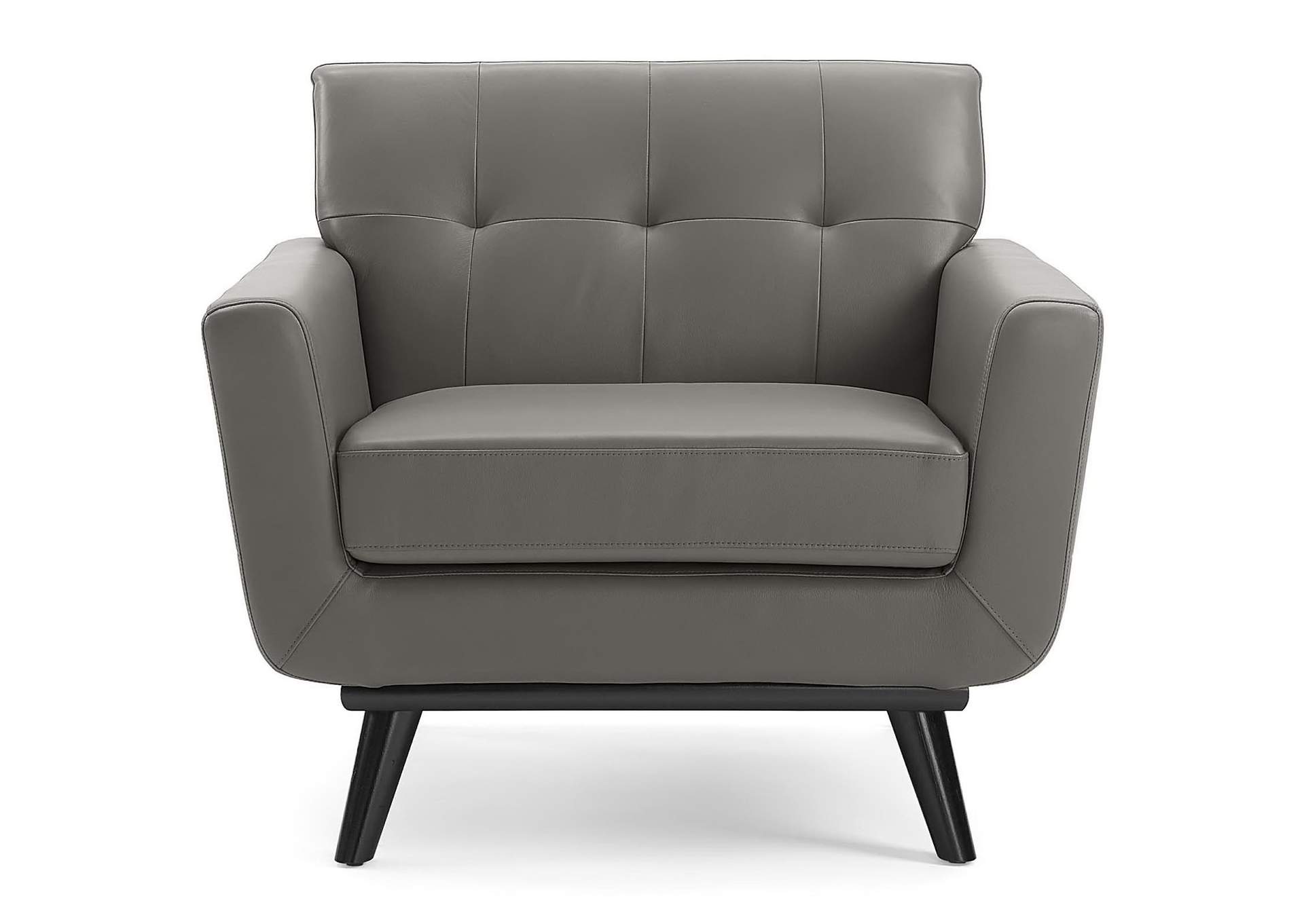Gray Engage Top-Grain Leather Living Room Lounge Accent Armchair,Modway