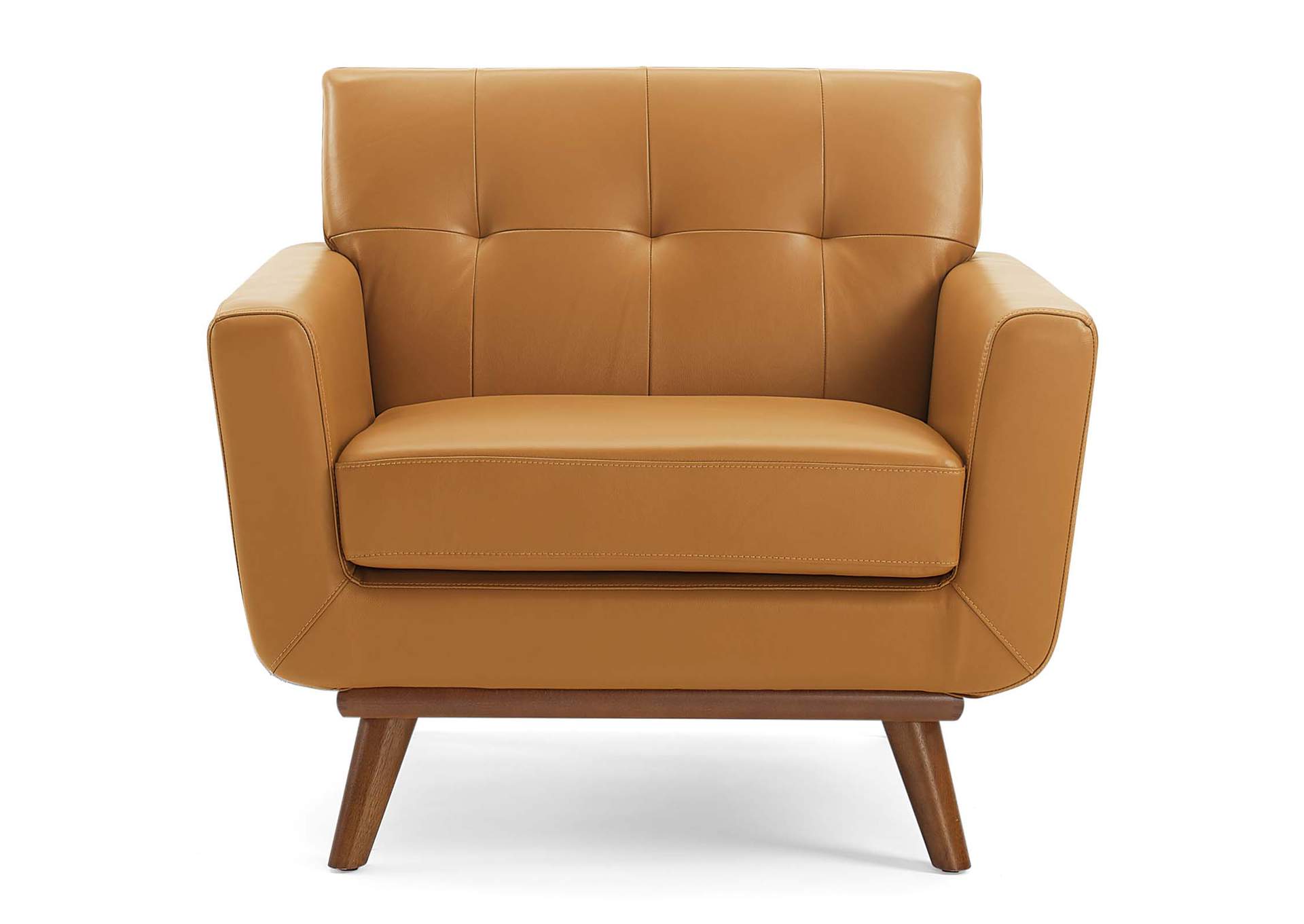 Tan Engage Top-Grain Leather Living Room Lounge Accent Armchair,Modway