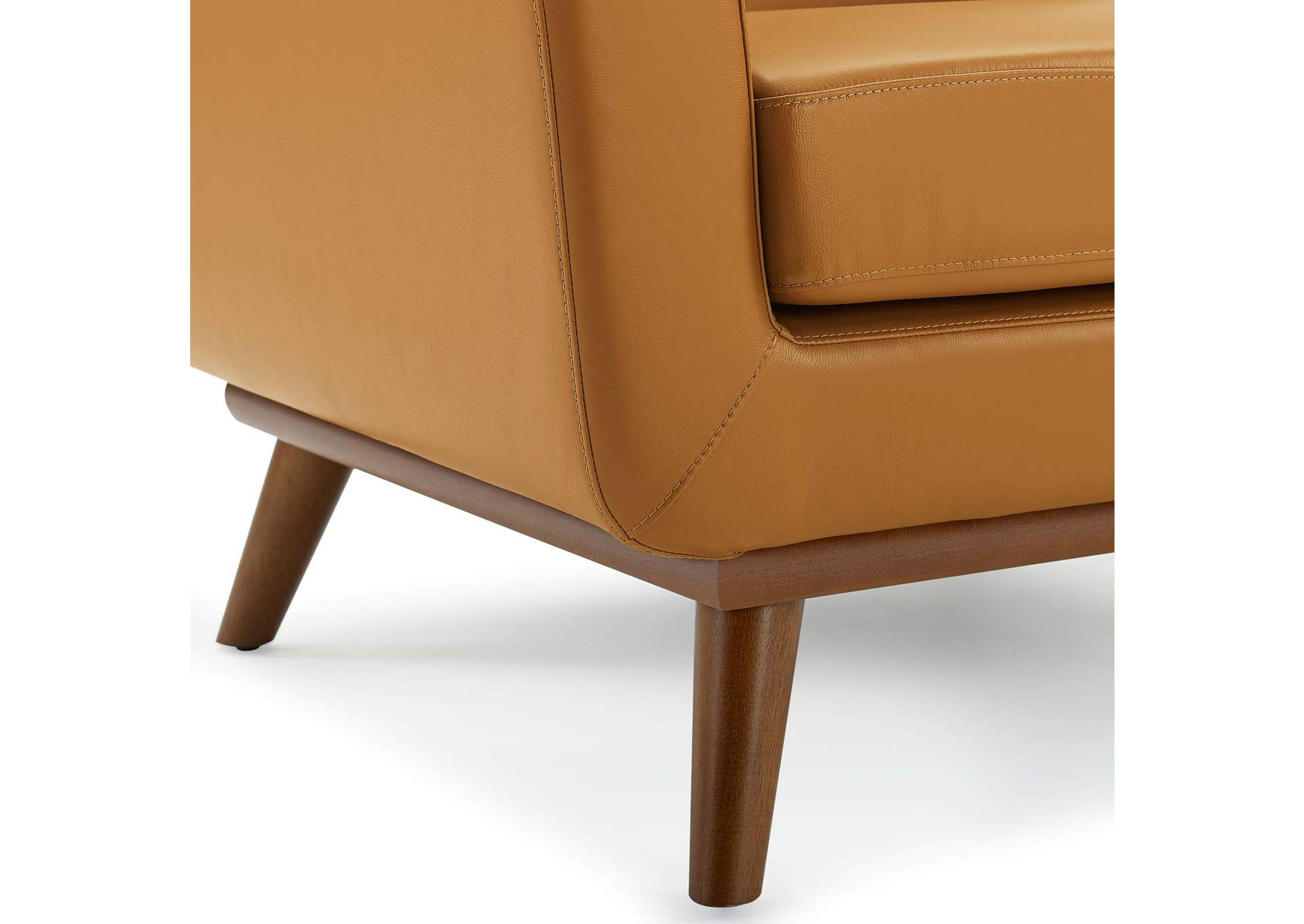 Tan Engage Top-Grain Leather Living Room Lounge Accent Armchair,Modway