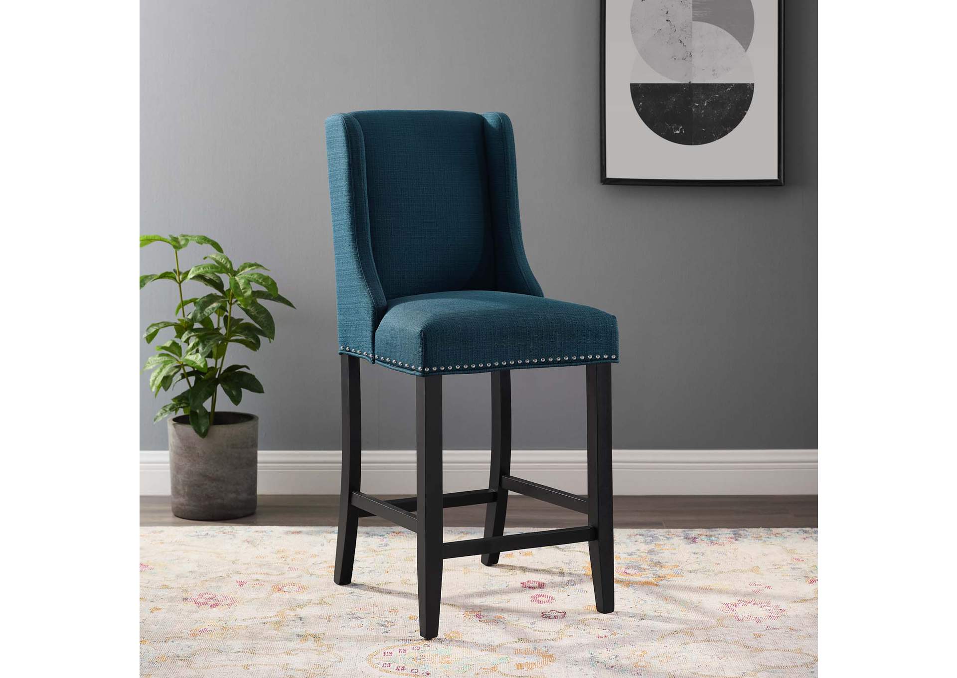 Azure Baron Upholstered Fabric Counter Stool,Modway