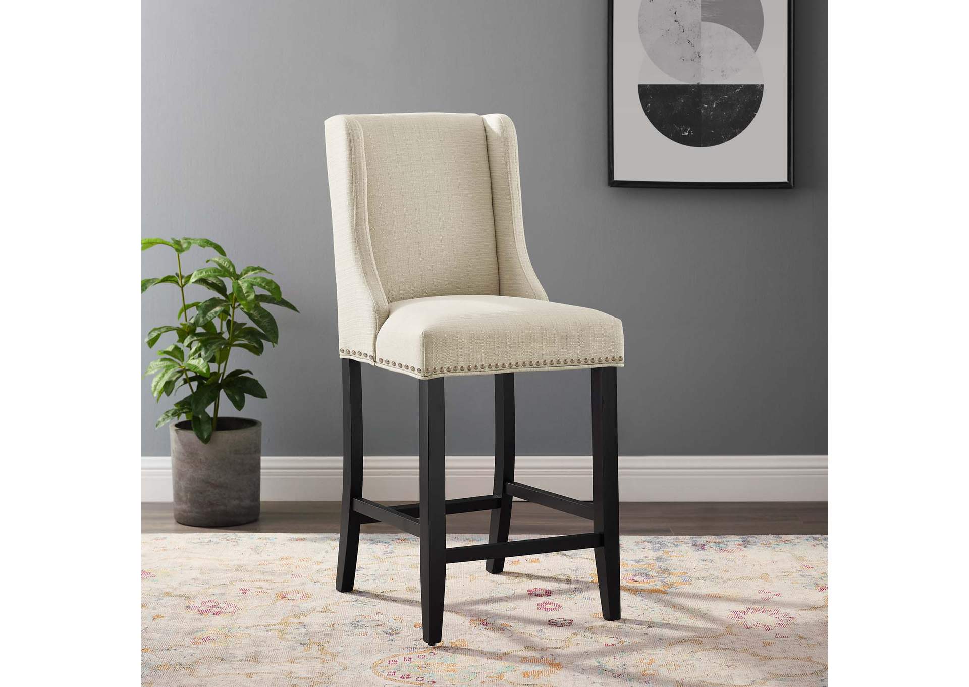 Beige Baron Upholstered Fabric Counter Stool,Modway