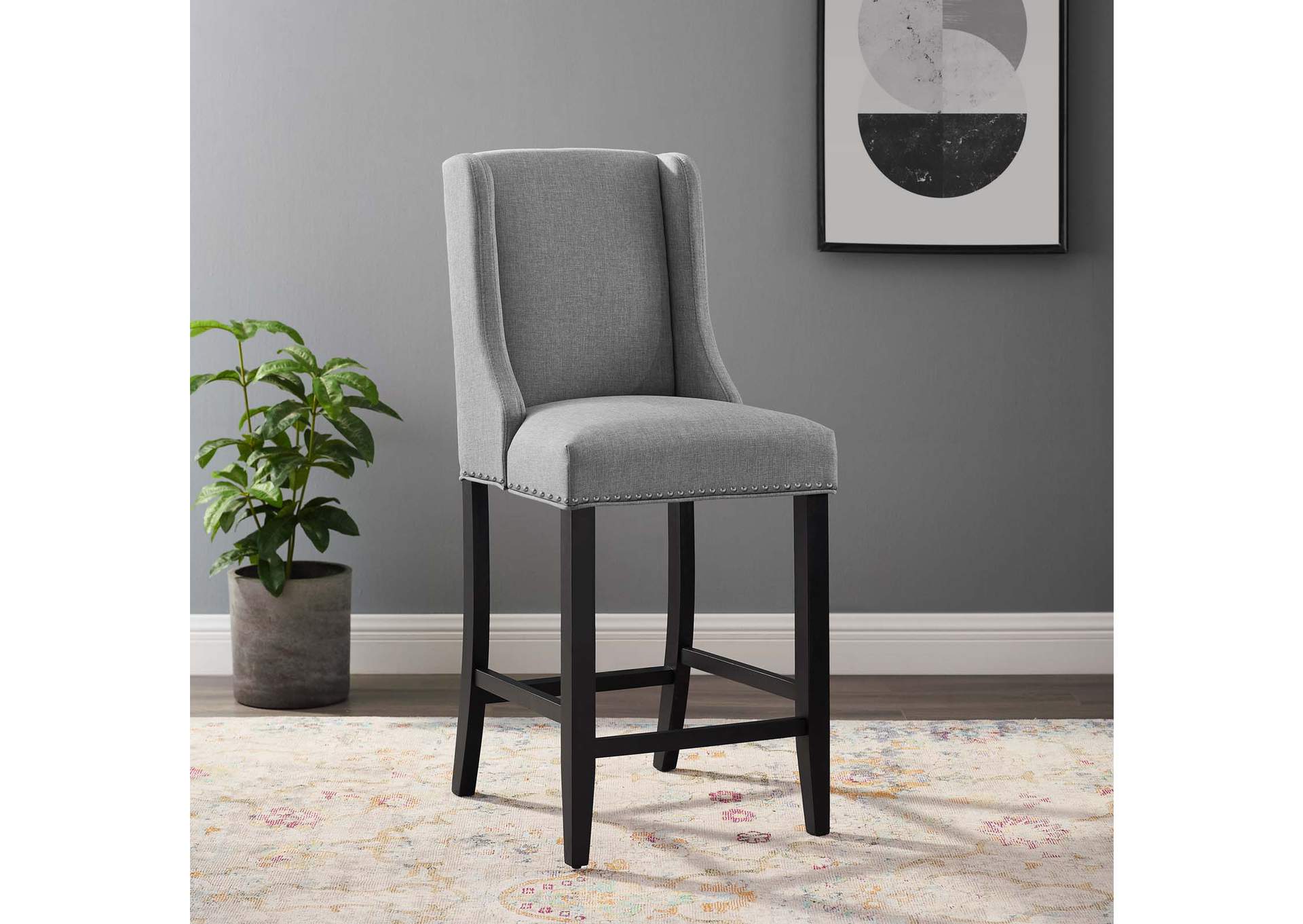 Light Gray Baron Upholstered Fabric Counter Stool,Modway