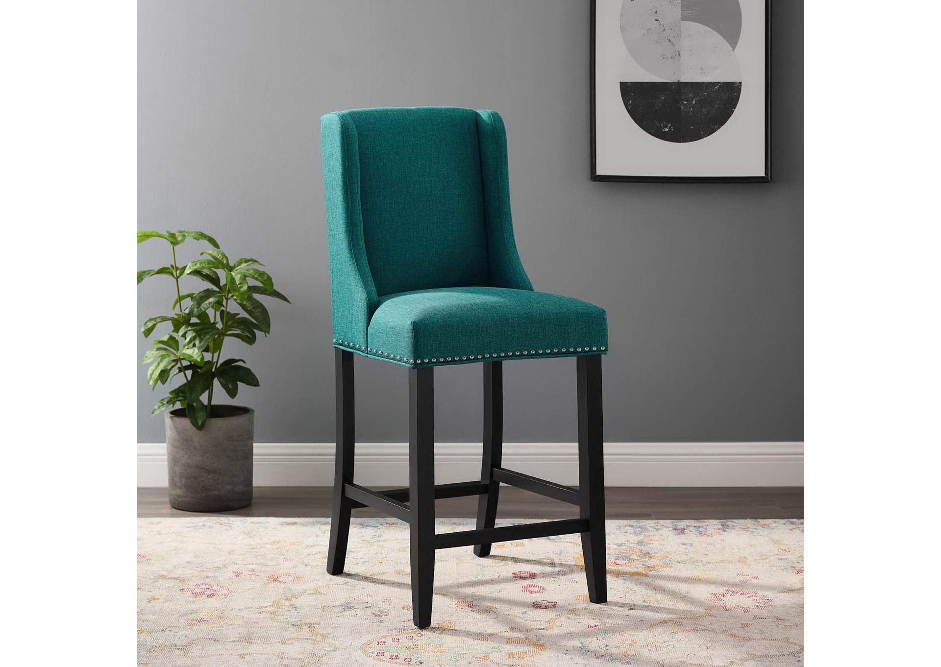 Teal Baron Upholstered Fabric Counter Stool,Modway
