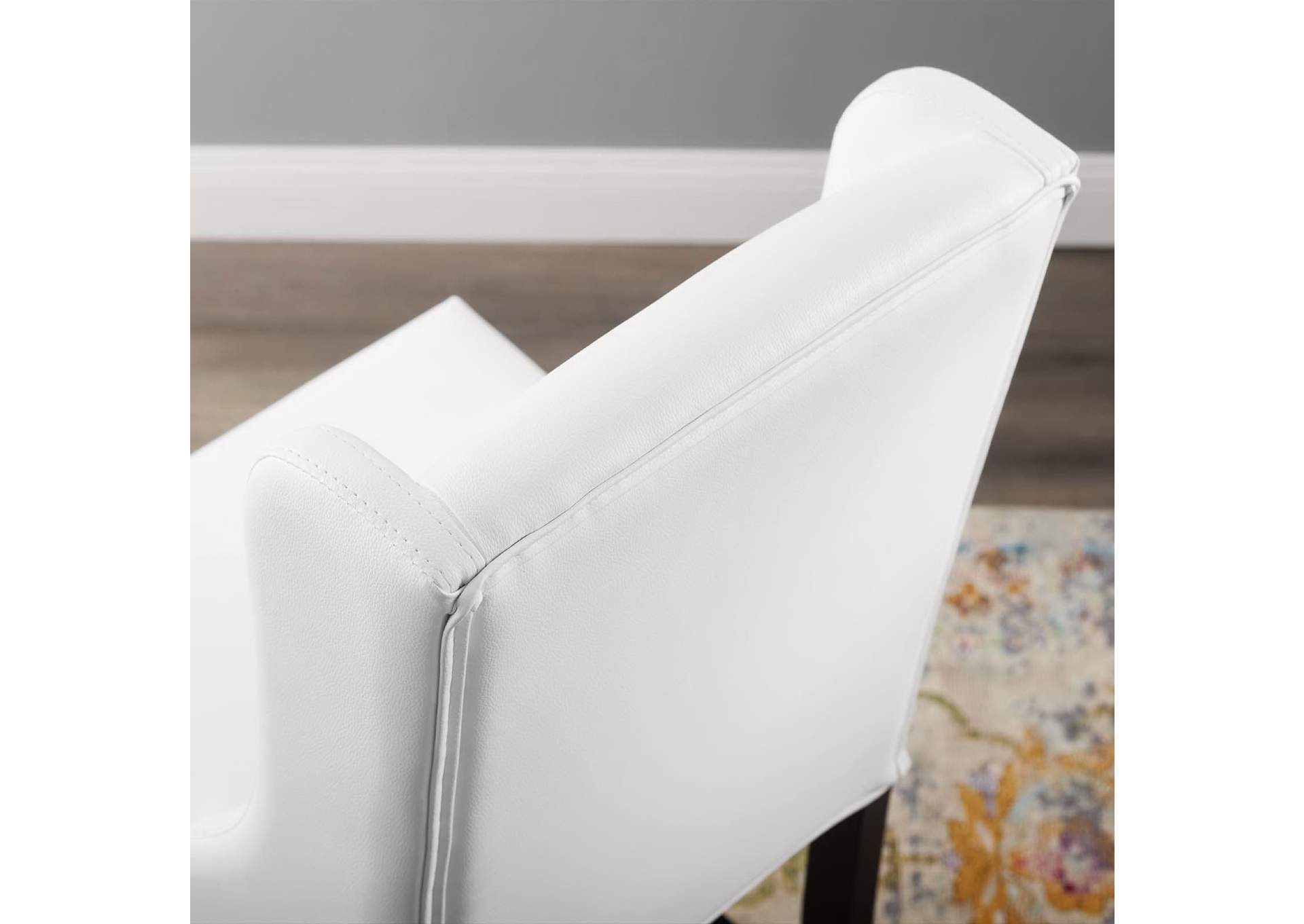 White Baron Faux Leather Counter Stool,Modway