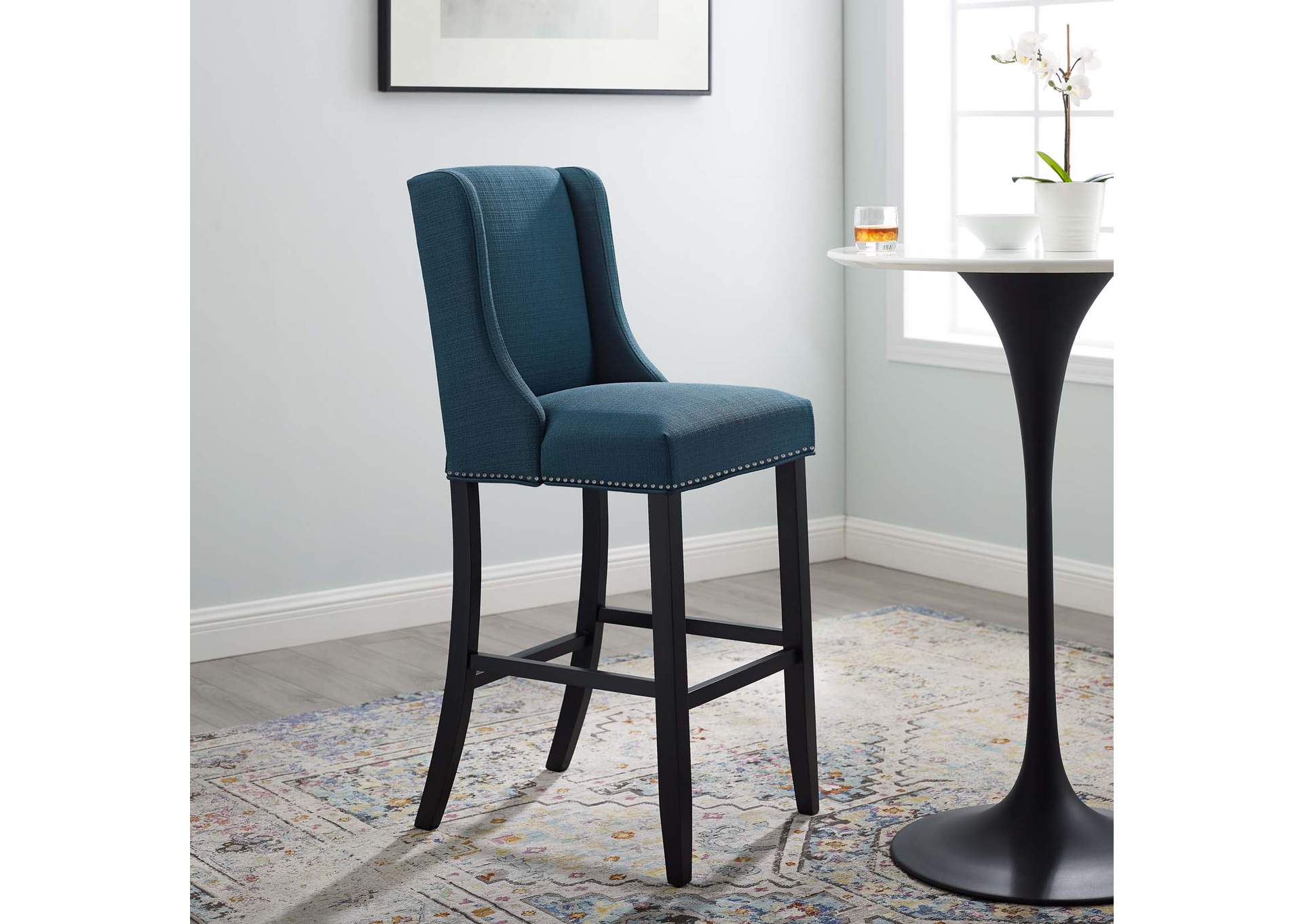 Azure Baron Upholstered Fabric Bar Stool,Modway