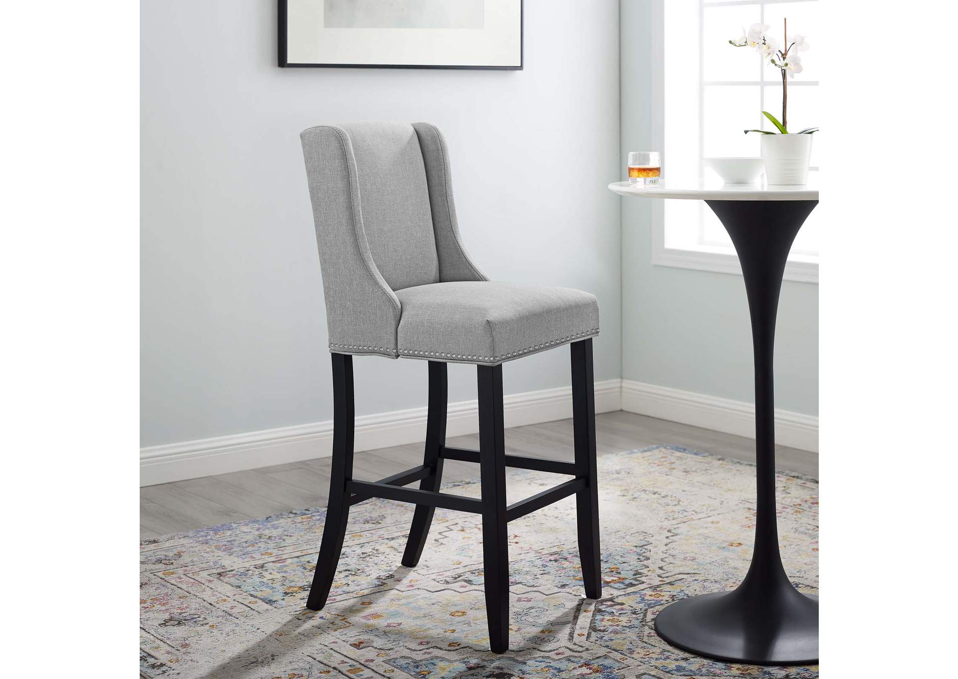 Light Gray Baron Upholstered Fabric Bar Stool,Modway