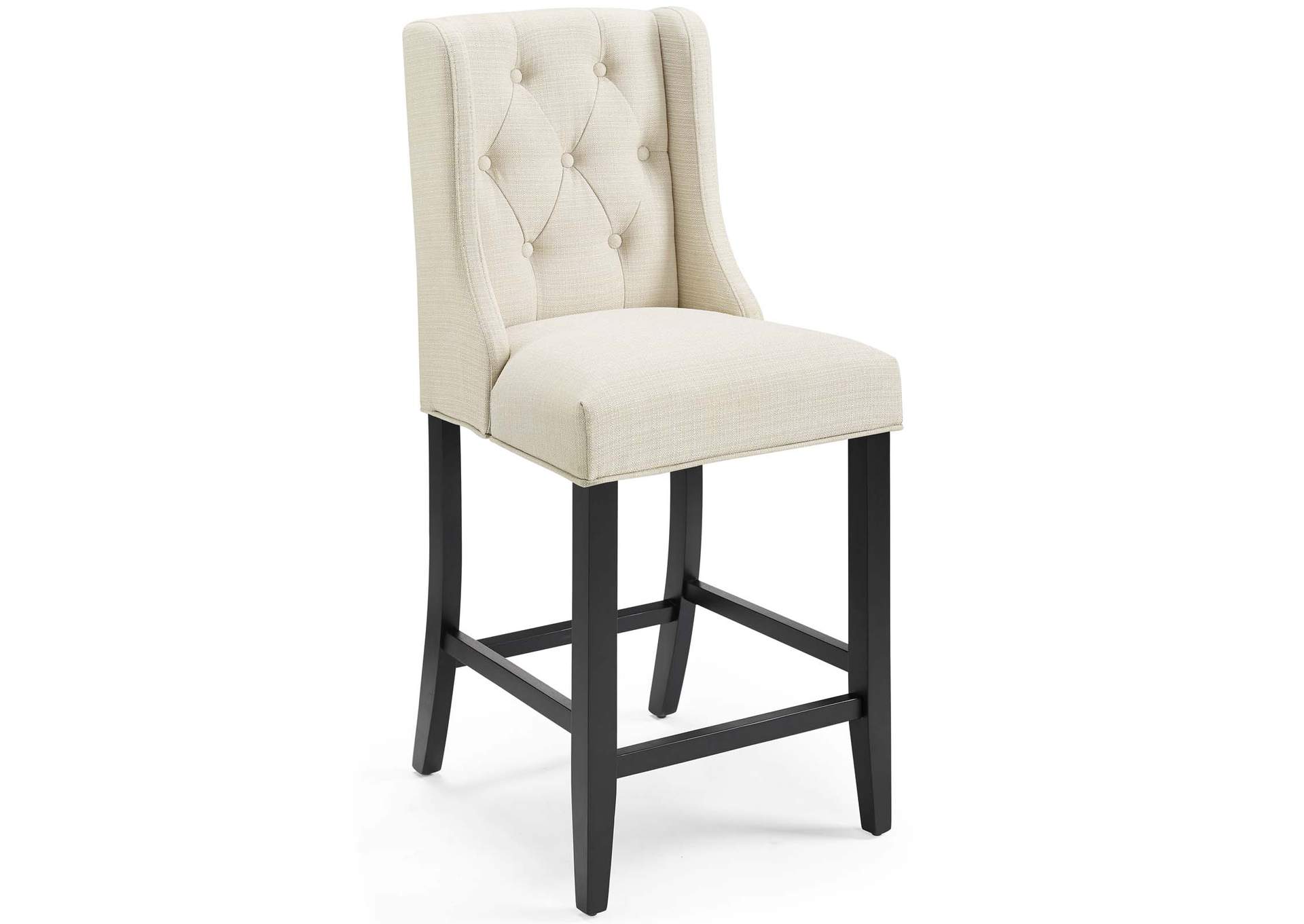 Beige Baronet Tufted Button Upholstered Fabric Counter Stool,Modway