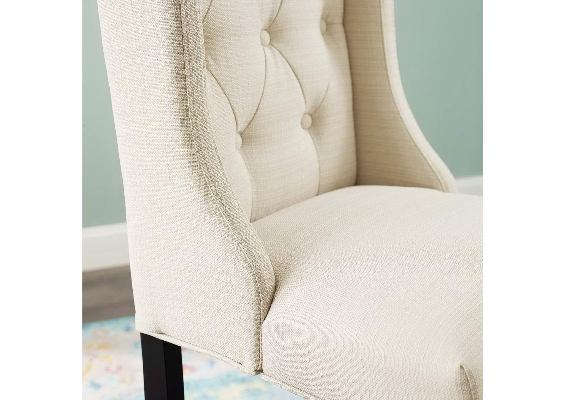 Beige Baronet Tufted Button Upholstered Fabric Counter Stool,Modway
