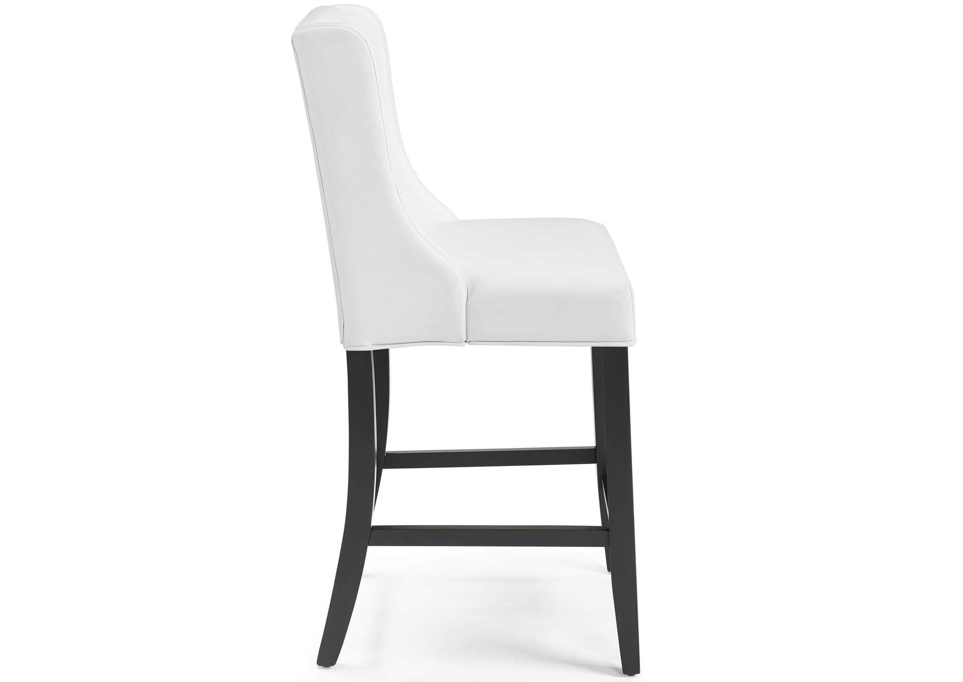 White Baronet Tufted Button Faux Leather Counter Stool,Modway