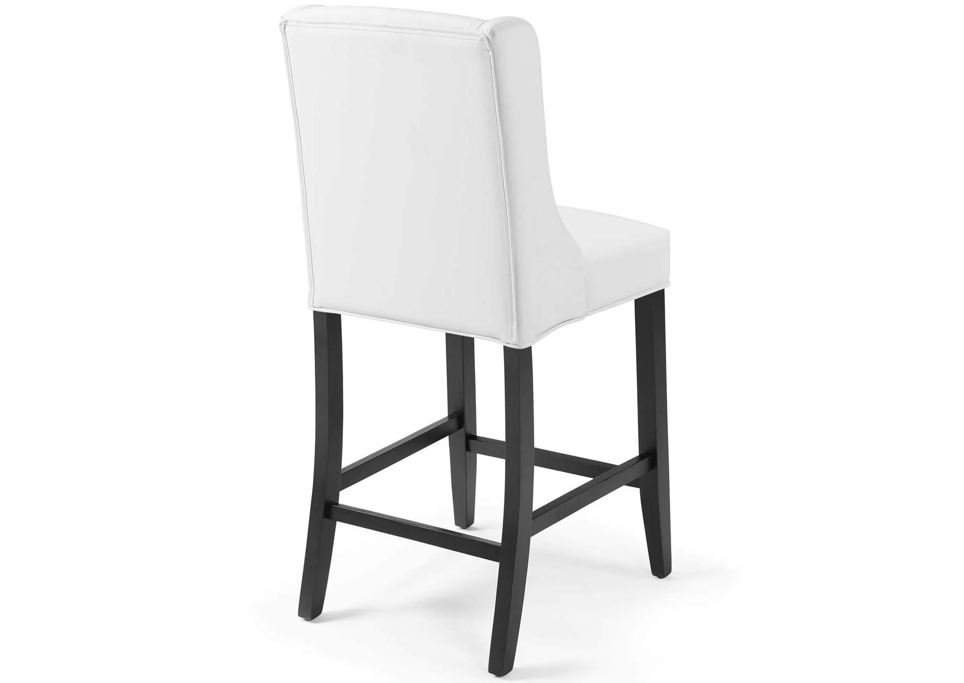 White Baronet Tufted Button Faux Leather Counter Stool,Modway