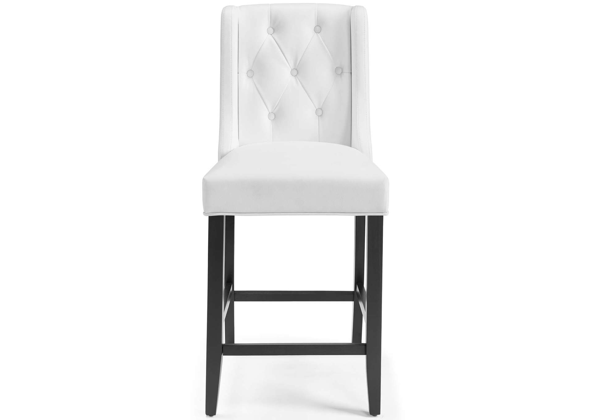 White Baronet Tufted Button Faux Leather Counter Stool,Modway