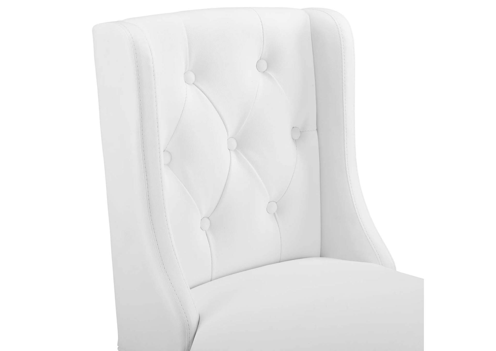 White Baronet Tufted Button Faux Leather Counter Stool,Modway