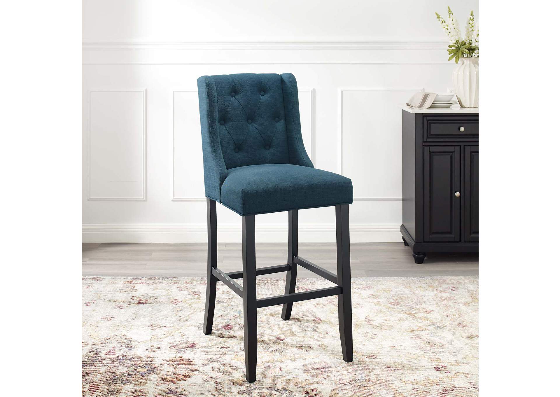Azure Baronet Tufted Button Upholstered Fabric Bar Stool,Modway