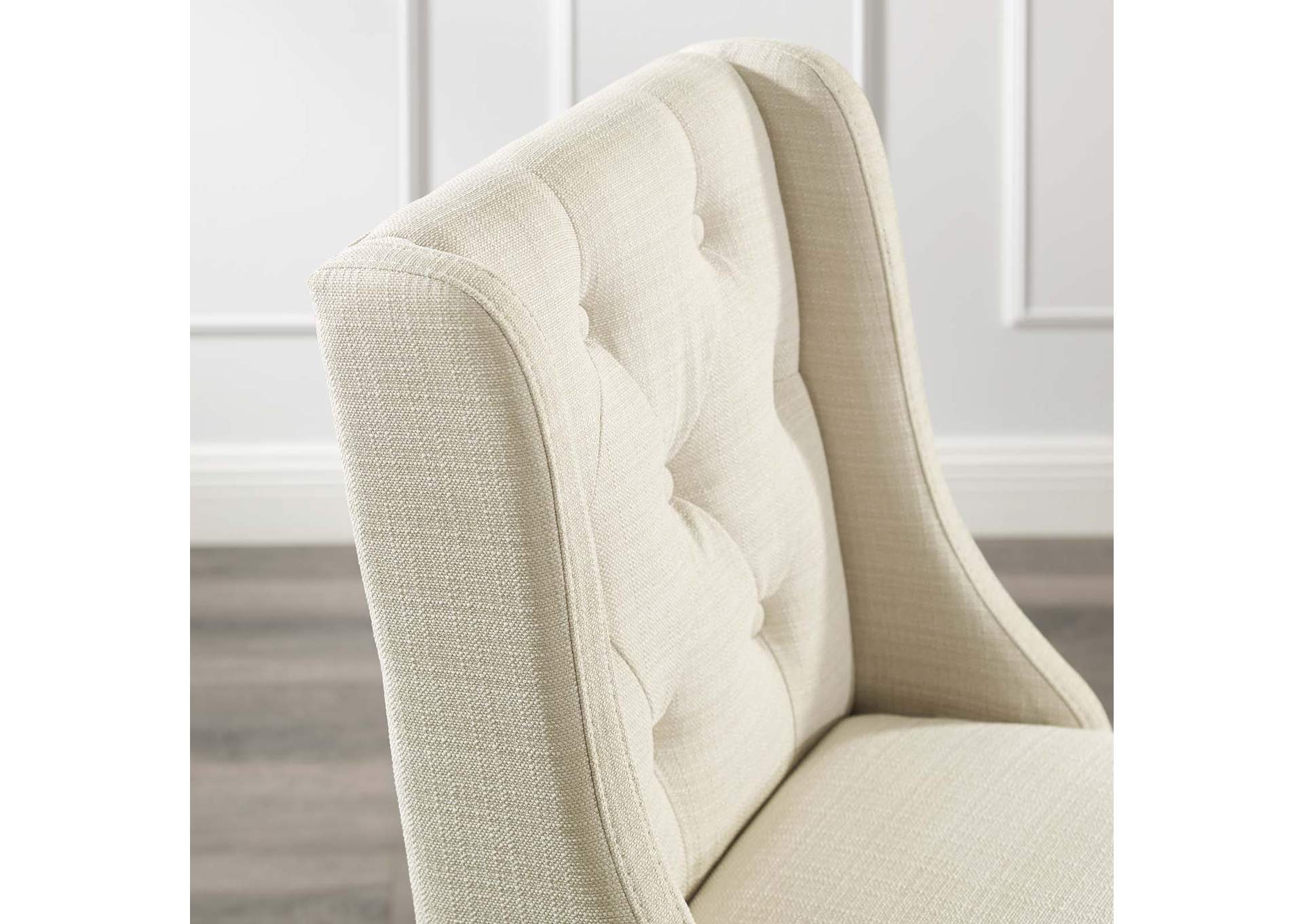 Beige Baronet Tufted Button Upholstered Fabric Bar Stool,Modway