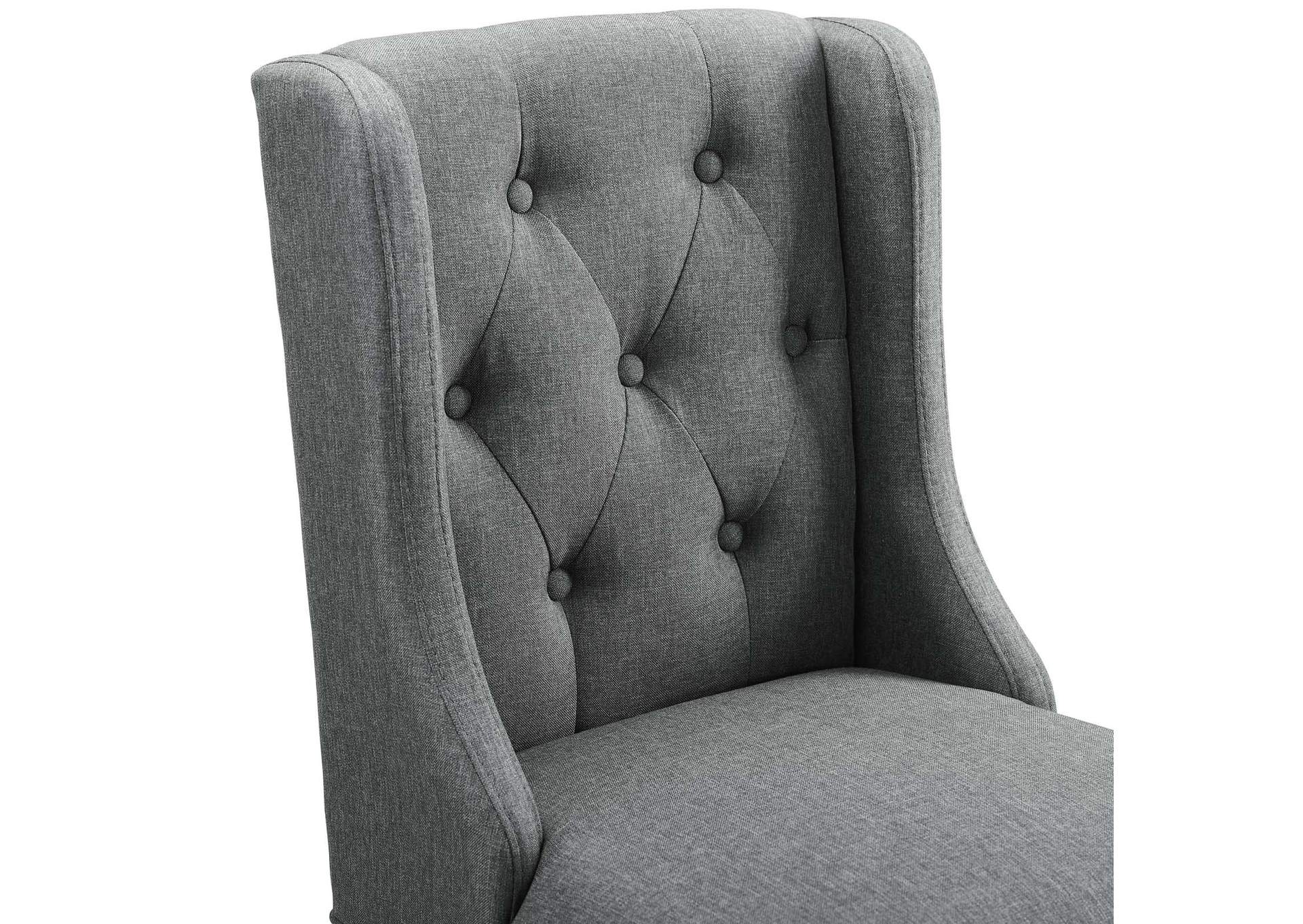 Gray Baronet Tufted Button Upholstered Fabric Bar Stool,Modway