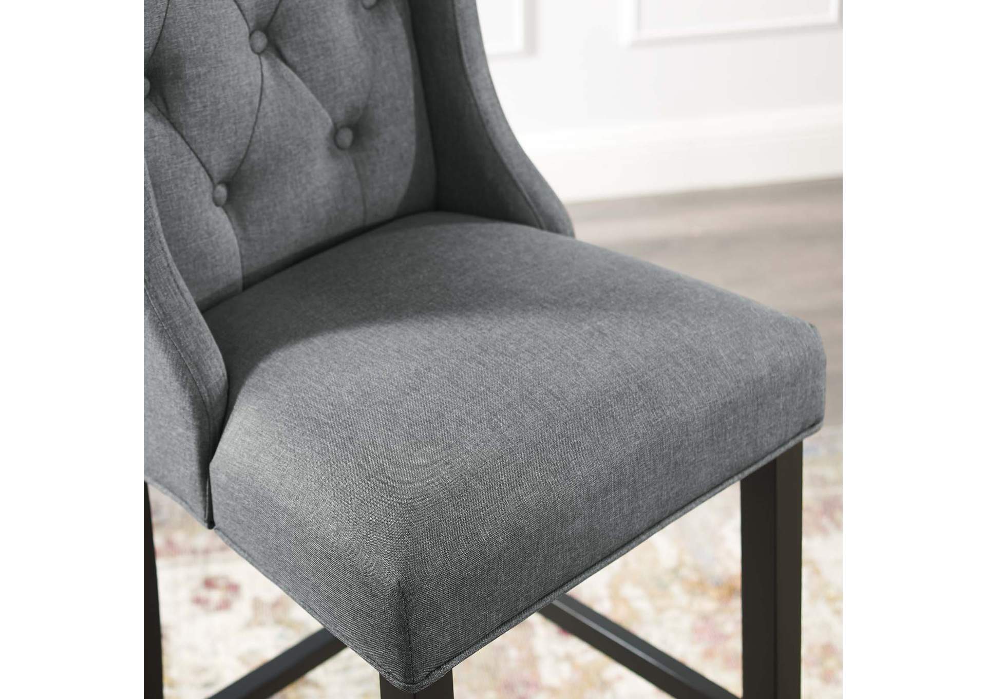 Gray Baronet Tufted Button Upholstered Fabric Bar Stool,Modway