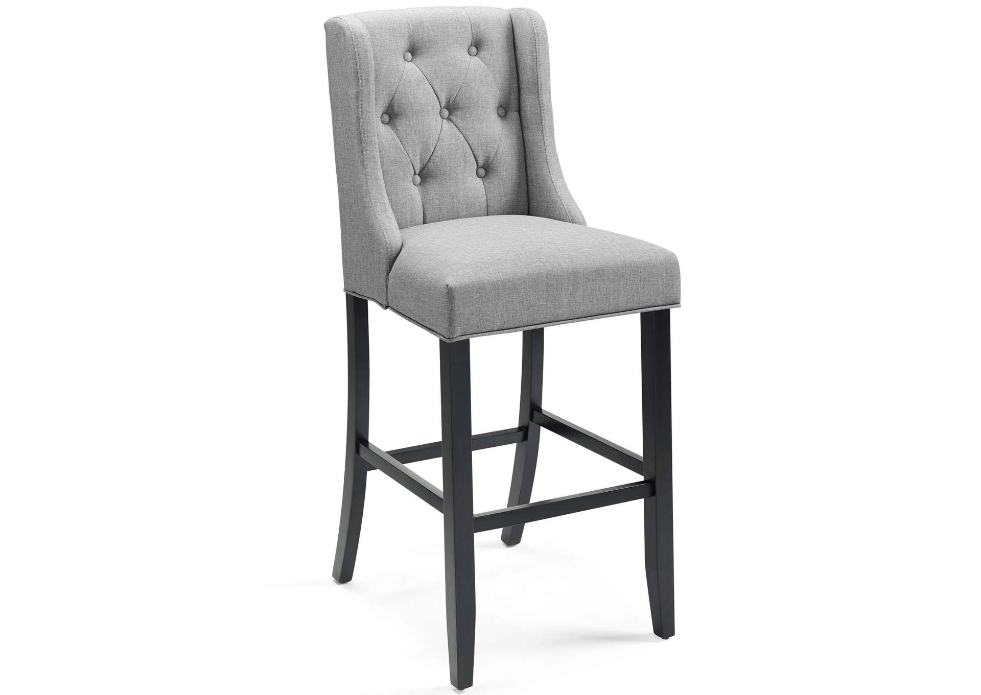 Light Gray Baronet Tufted Button Upholstered Fabric Bar Stool,Modway