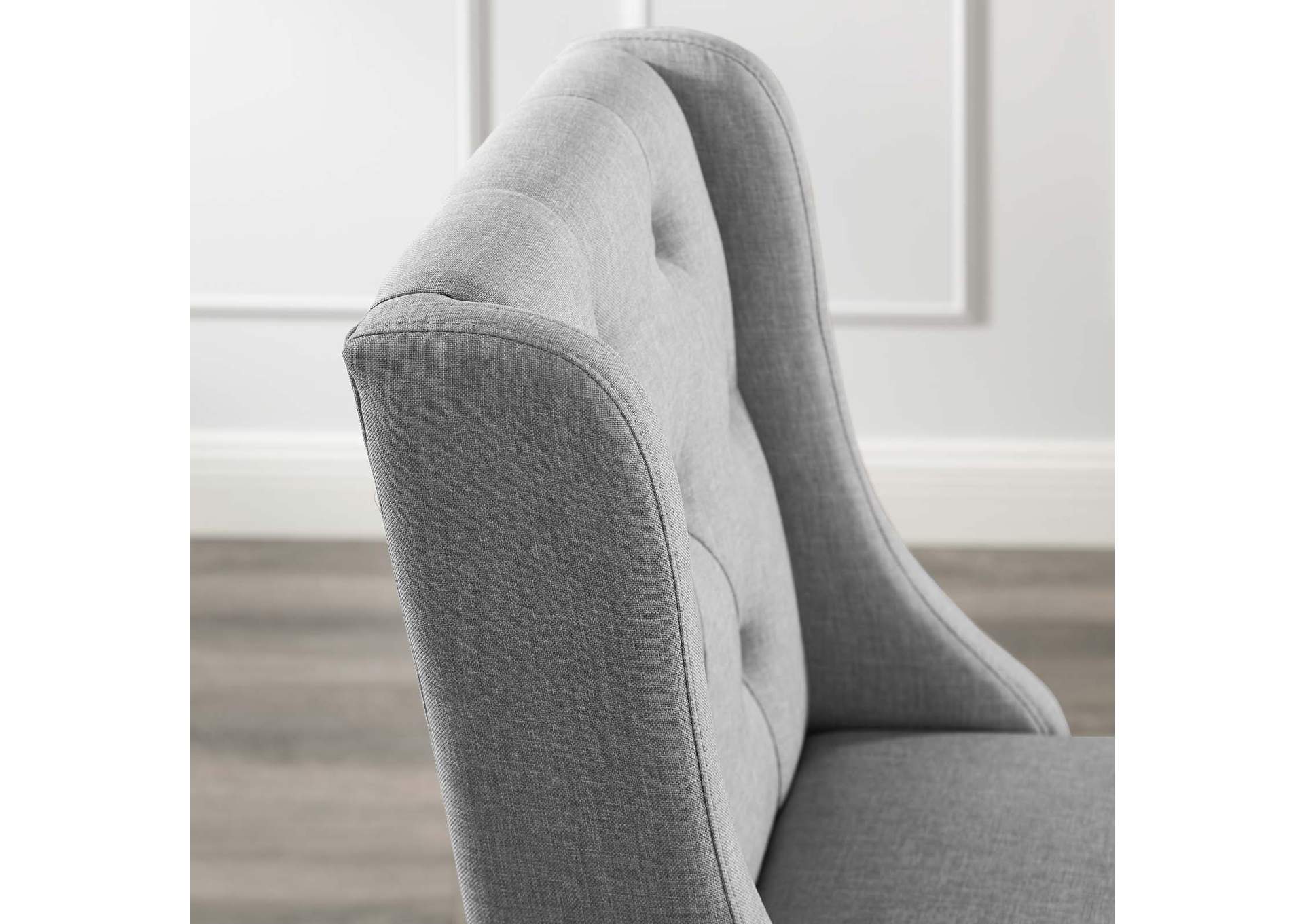 Light Gray Baronet Tufted Button Upholstered Fabric Bar Stool,Modway