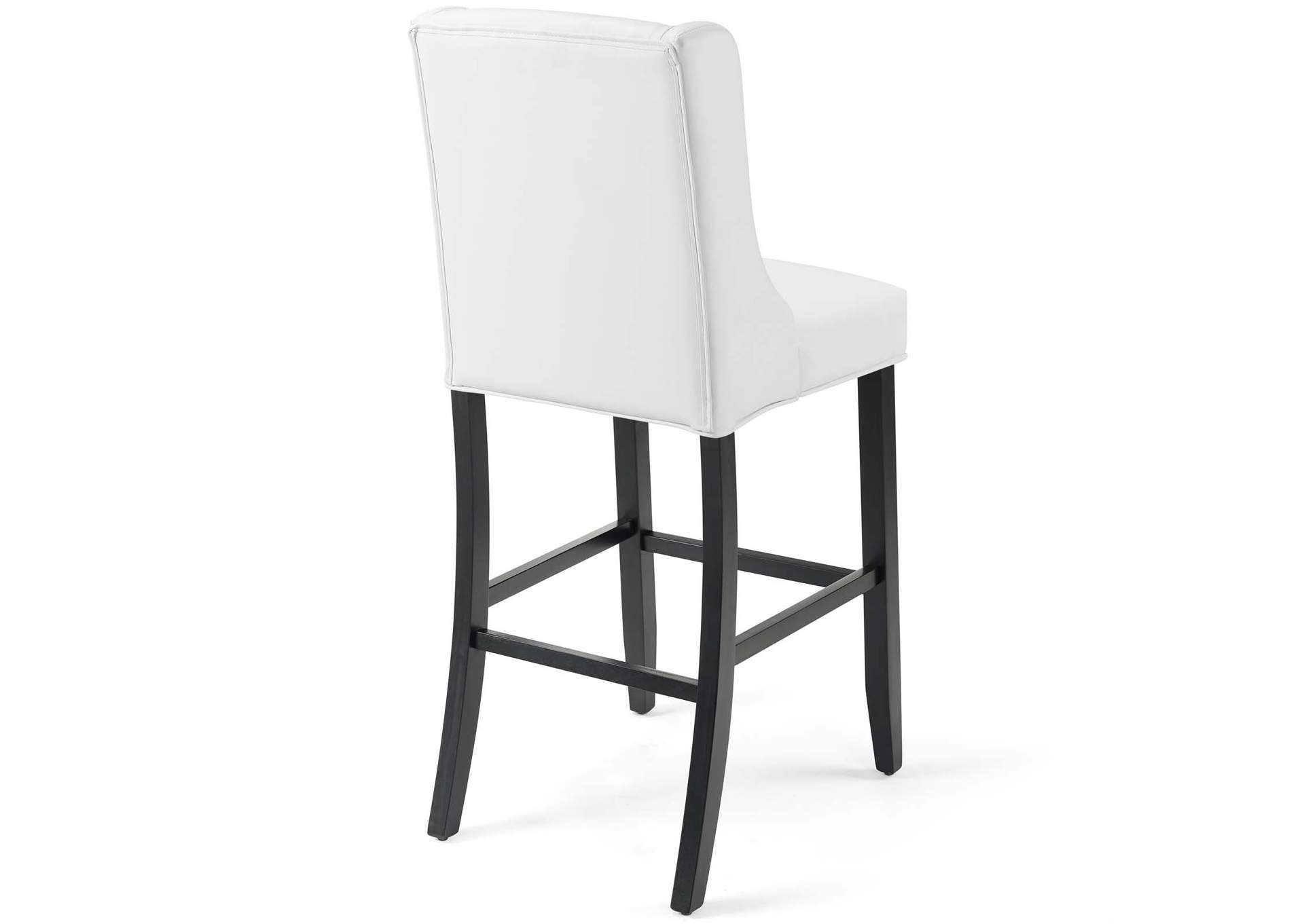 White Baronet Tufted Button Faux Leather Bar Stool,Modway
