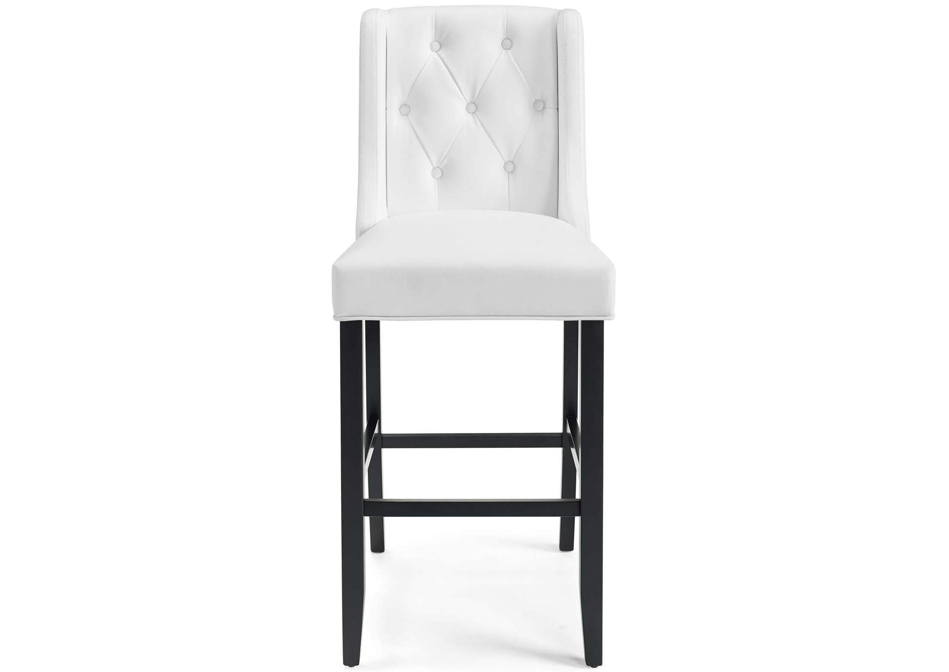 White Baronet Tufted Button Faux Leather Bar Stool,Modway