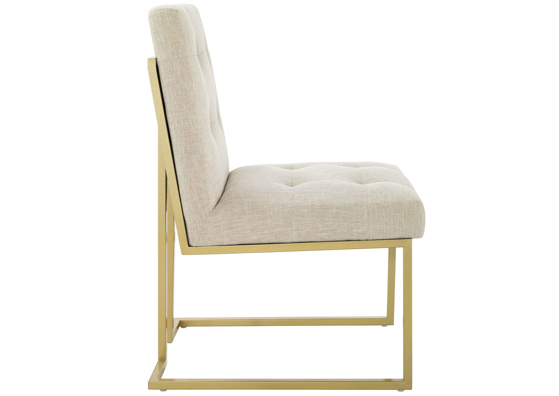 Gold Beige Privy Gold Stainless Steel Upholstered Fabric Dining Accent Chair,Modway