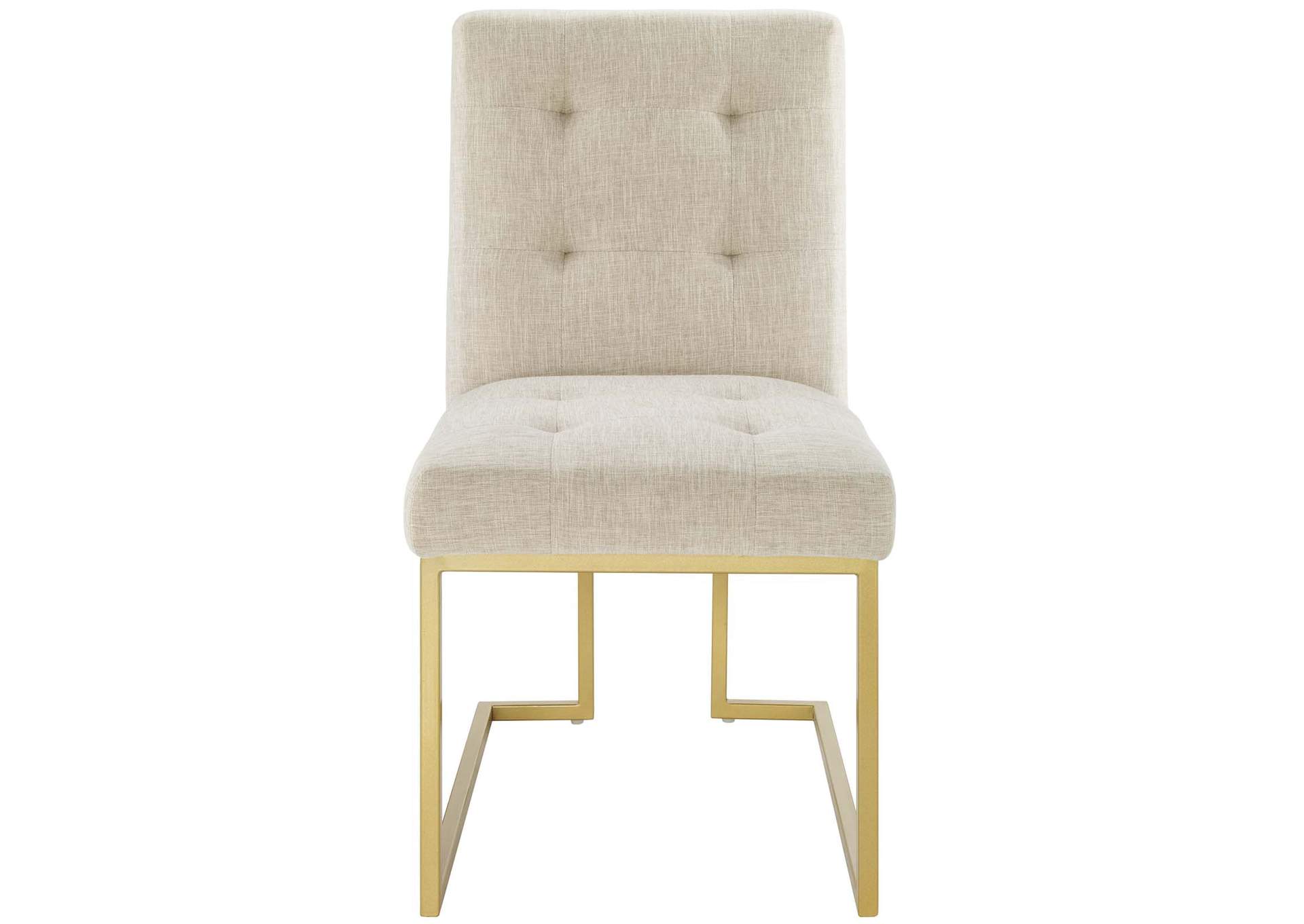 Gold Beige Privy Gold Stainless Steel Upholstered Fabric Dining Accent Chair,Modway