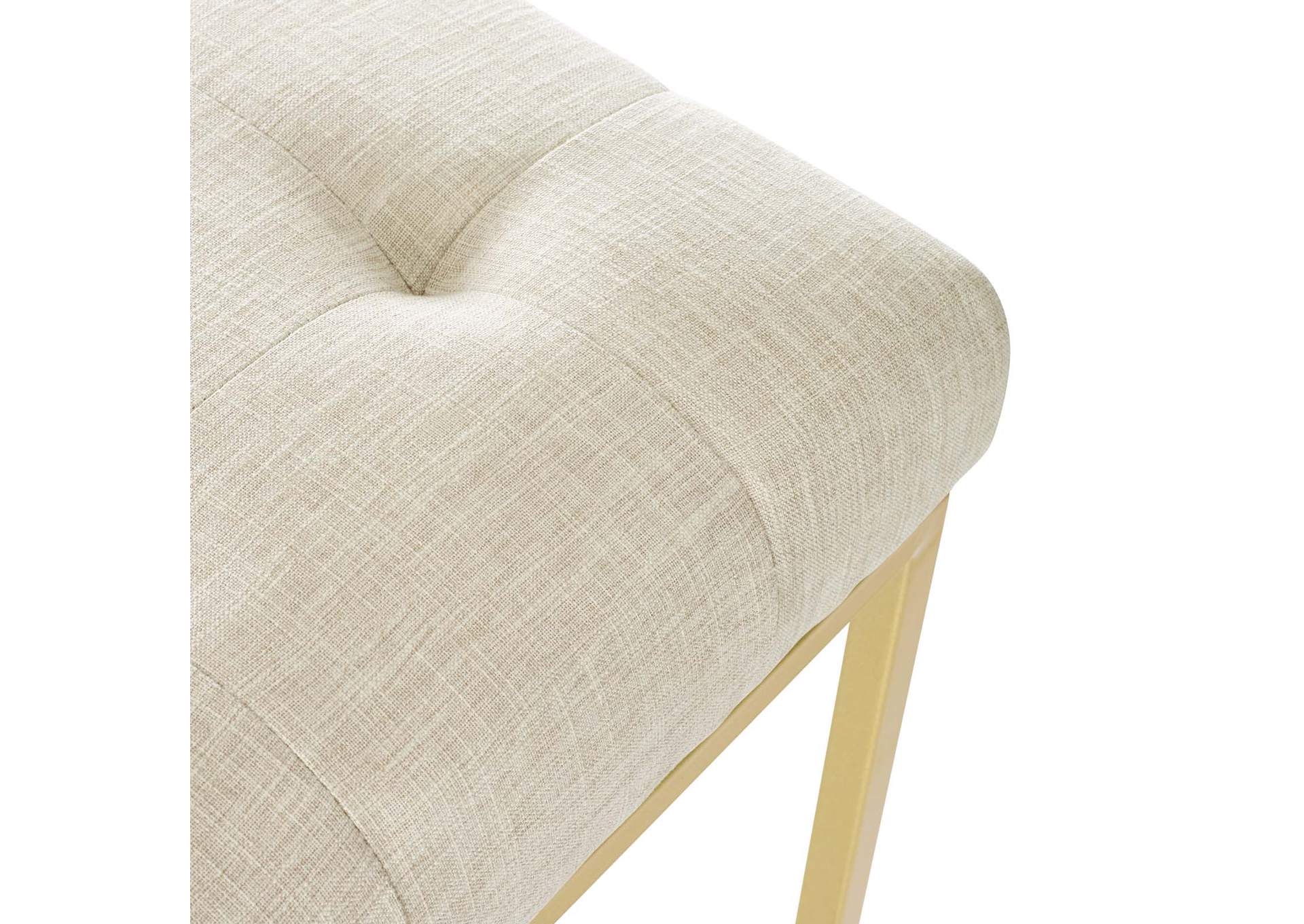 Gold Beige Privy Gold Stainless Steel Upholstered Fabric Dining Accent Chair,Modway