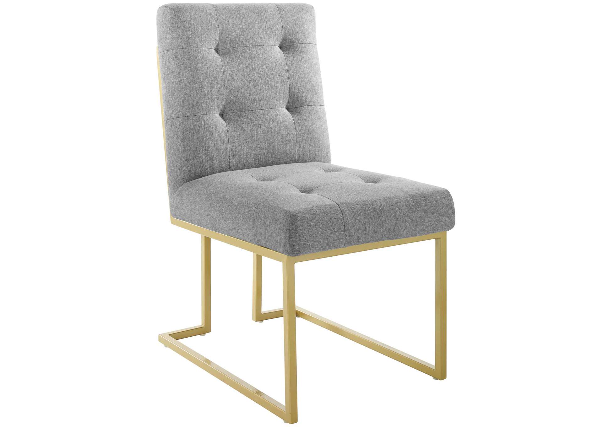 Gold Light Gray Privy Gold Stainless Steel Upholstered Fabric Dining Accent Chair,Modway