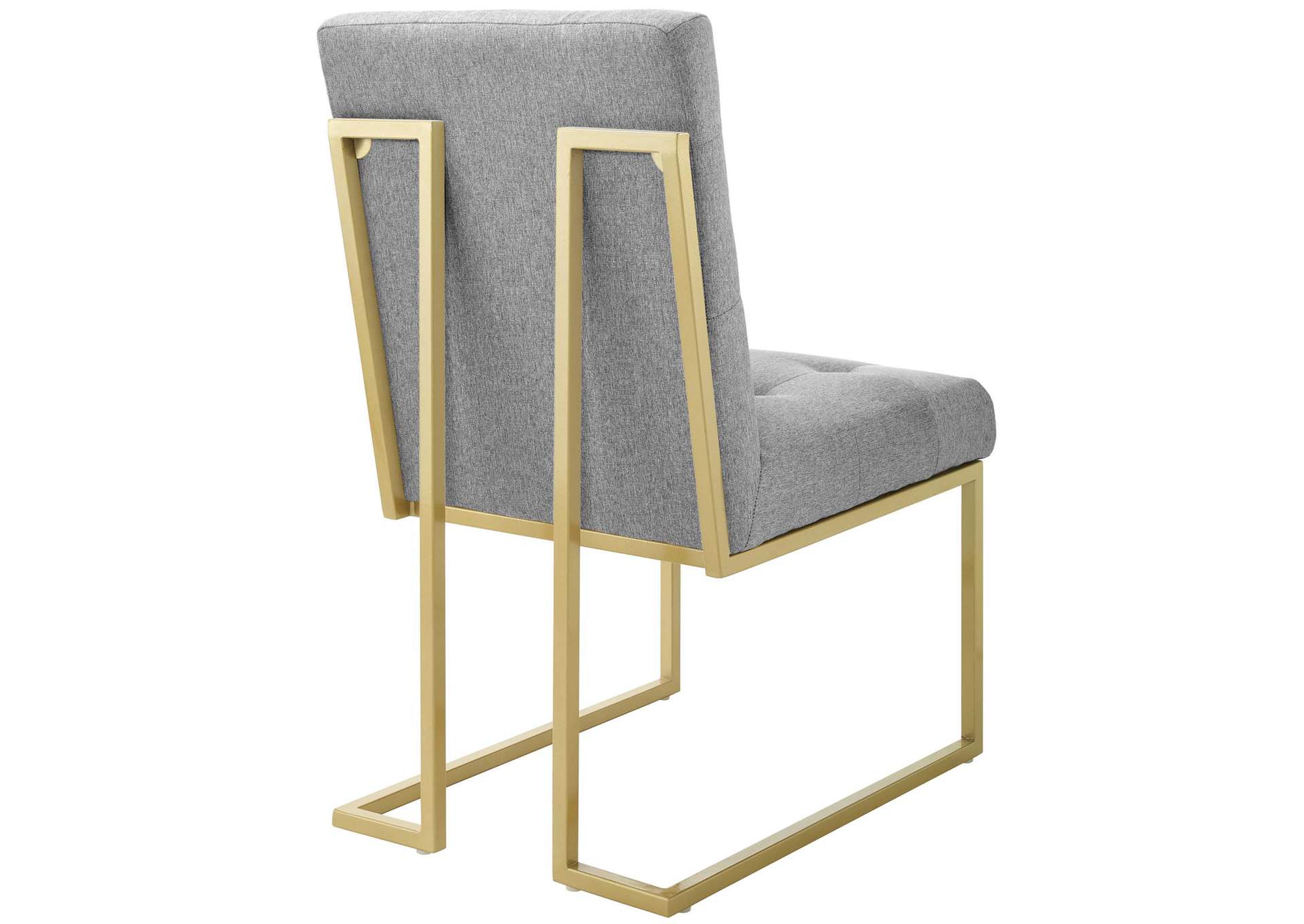 Gold Light Gray Privy Gold Stainless Steel Upholstered Fabric Dining Accent Chair,Modway