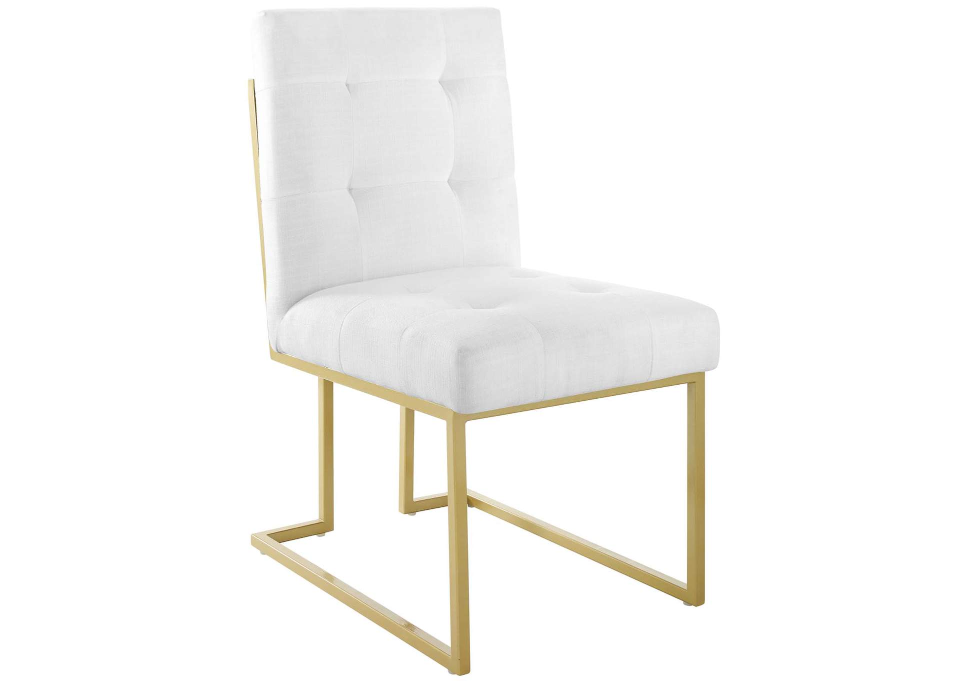 Gold White Privy Gold Stainless Steel Upholstered Fabric Dining Accent Chair,Modway