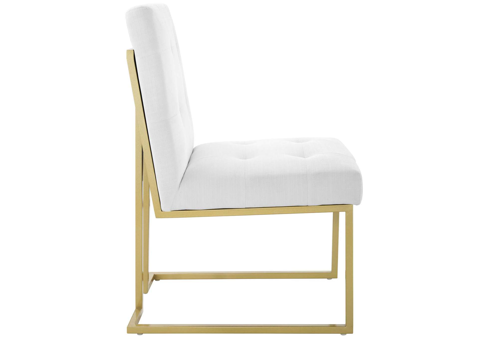 Gold White Privy Gold Stainless Steel Upholstered Fabric Dining Accent Chair,Modway