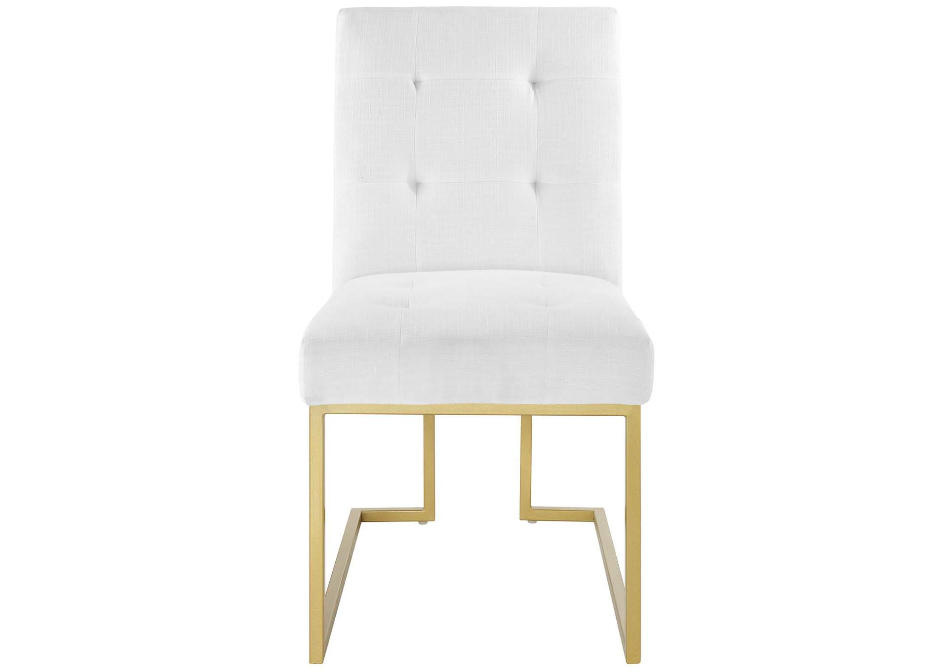 Gold White Privy Gold Stainless Steel Upholstered Fabric Dining Accent Chair,Modway