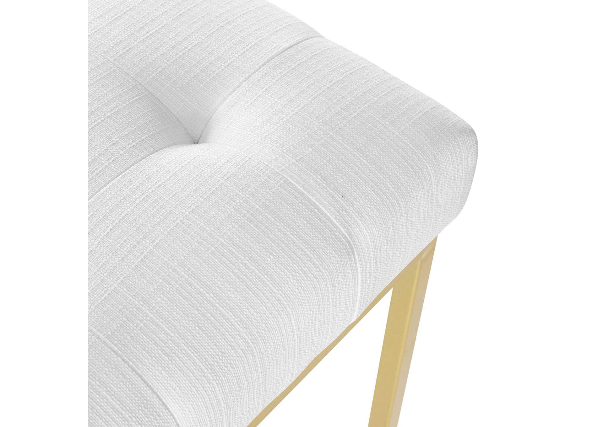 Gold White Privy Gold Stainless Steel Upholstered Fabric Dining Accent Chair,Modway