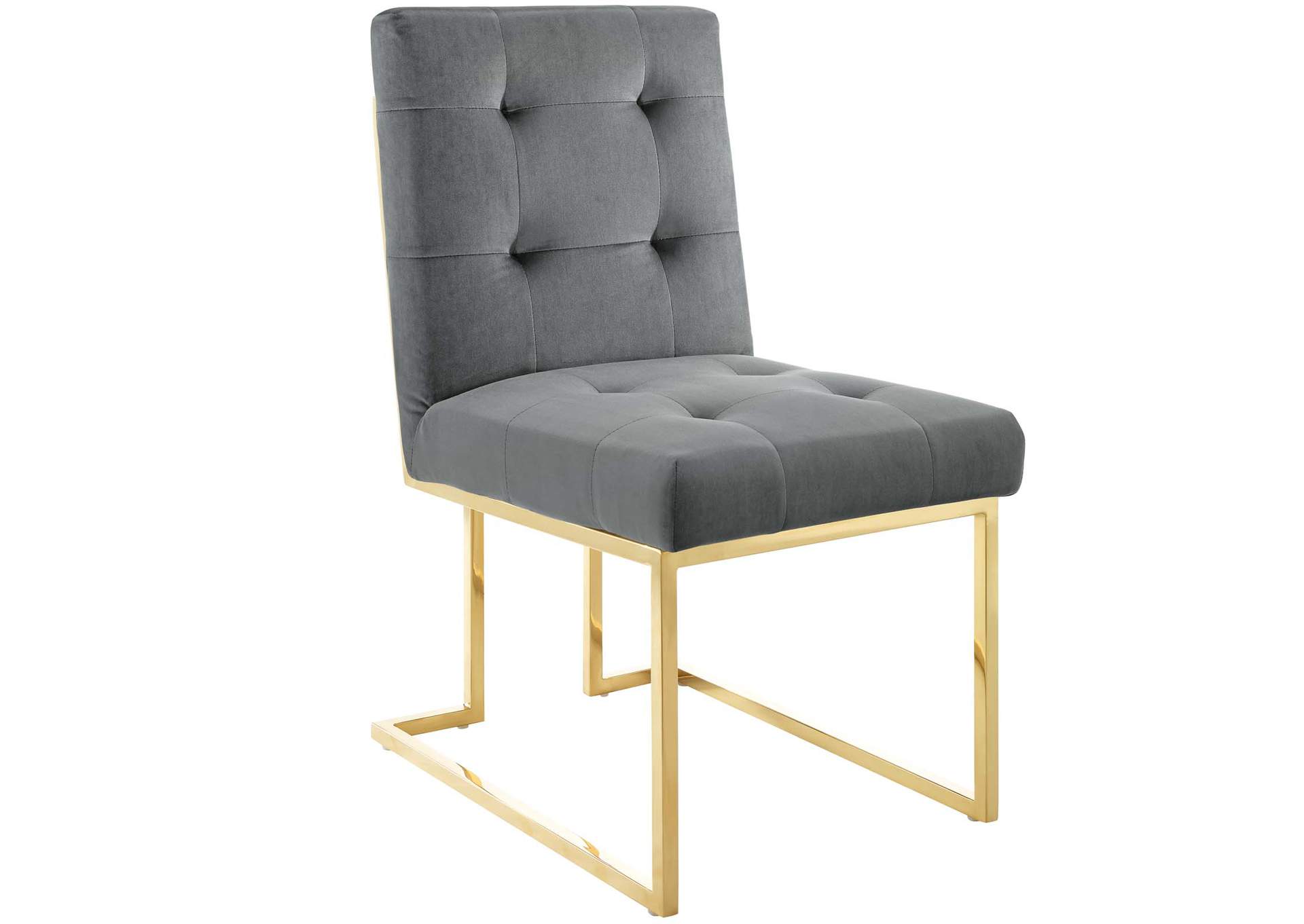 Gold Charcoal Privy Gold Stainless Steel Performance Velvet Dining Chair,Modway