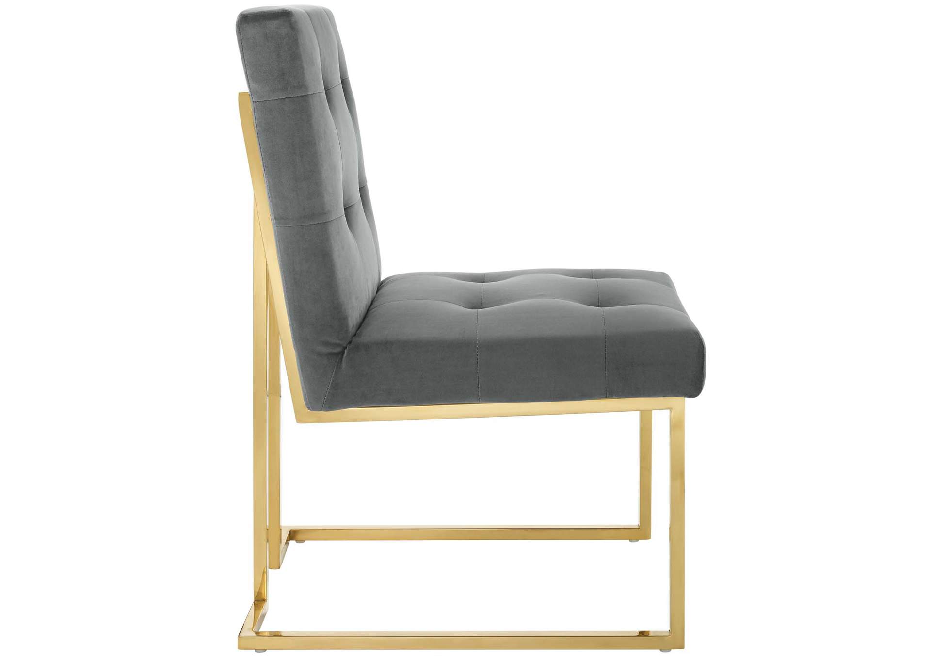 Gold Charcoal Privy Gold Stainless Steel Performance Velvet Dining Chair,Modway